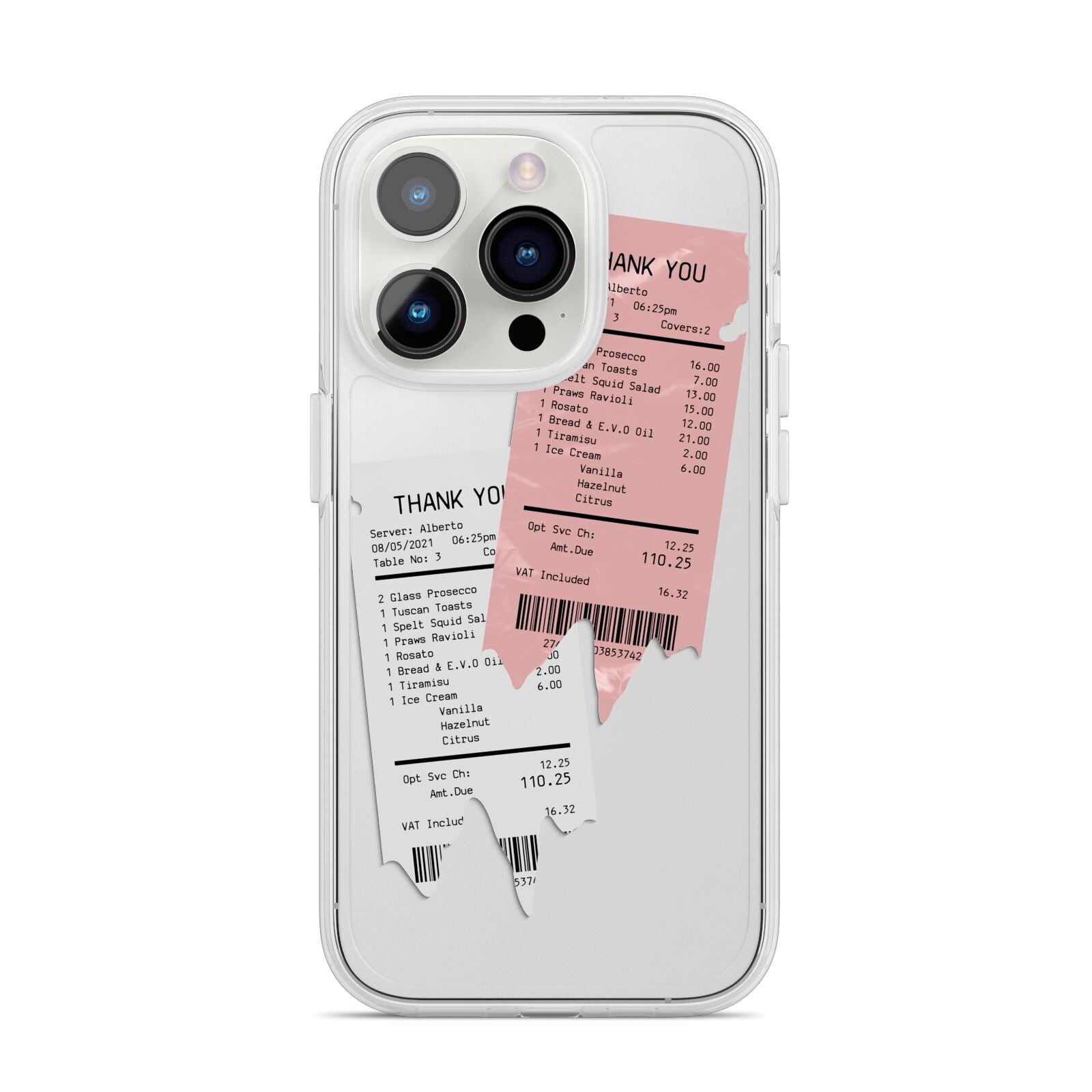 Restaurant Receipts iPhone 14 Pro Clear Tough Case Silver