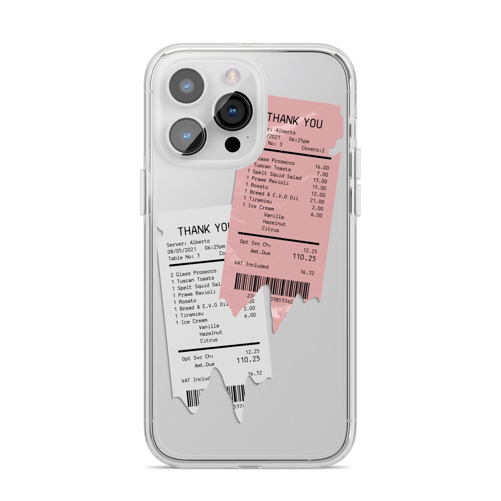 Restaurant Receipts iPhone 14 Pro Max Clear Tough Case Silver