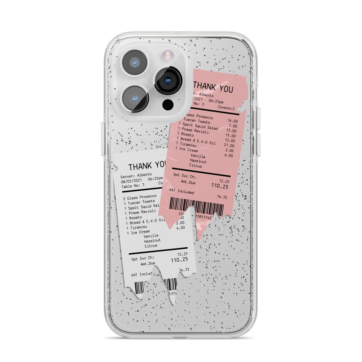 Restaurant Receipts iPhone 14 Pro Max Glitter Tough Case Silver