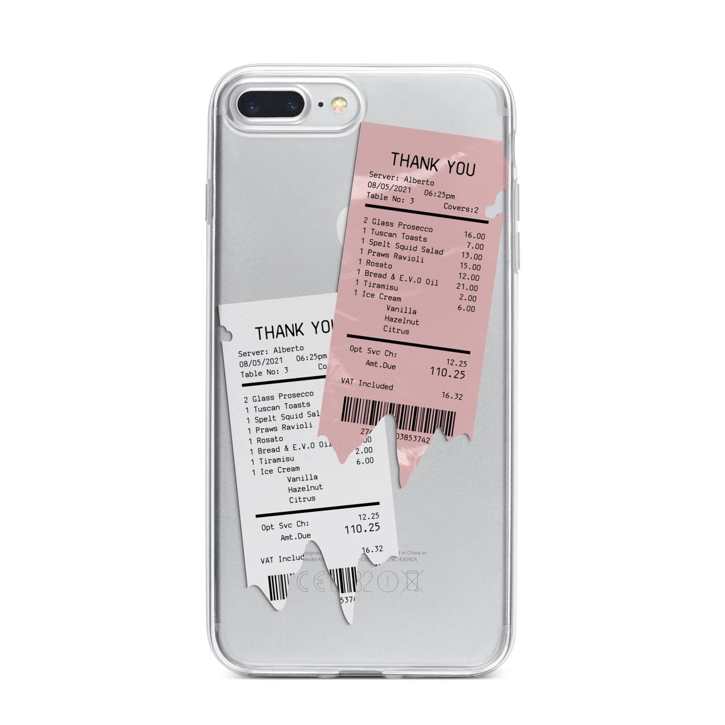 Restaurant Receipts iPhone 7 Plus Bumper Case on Silver iPhone