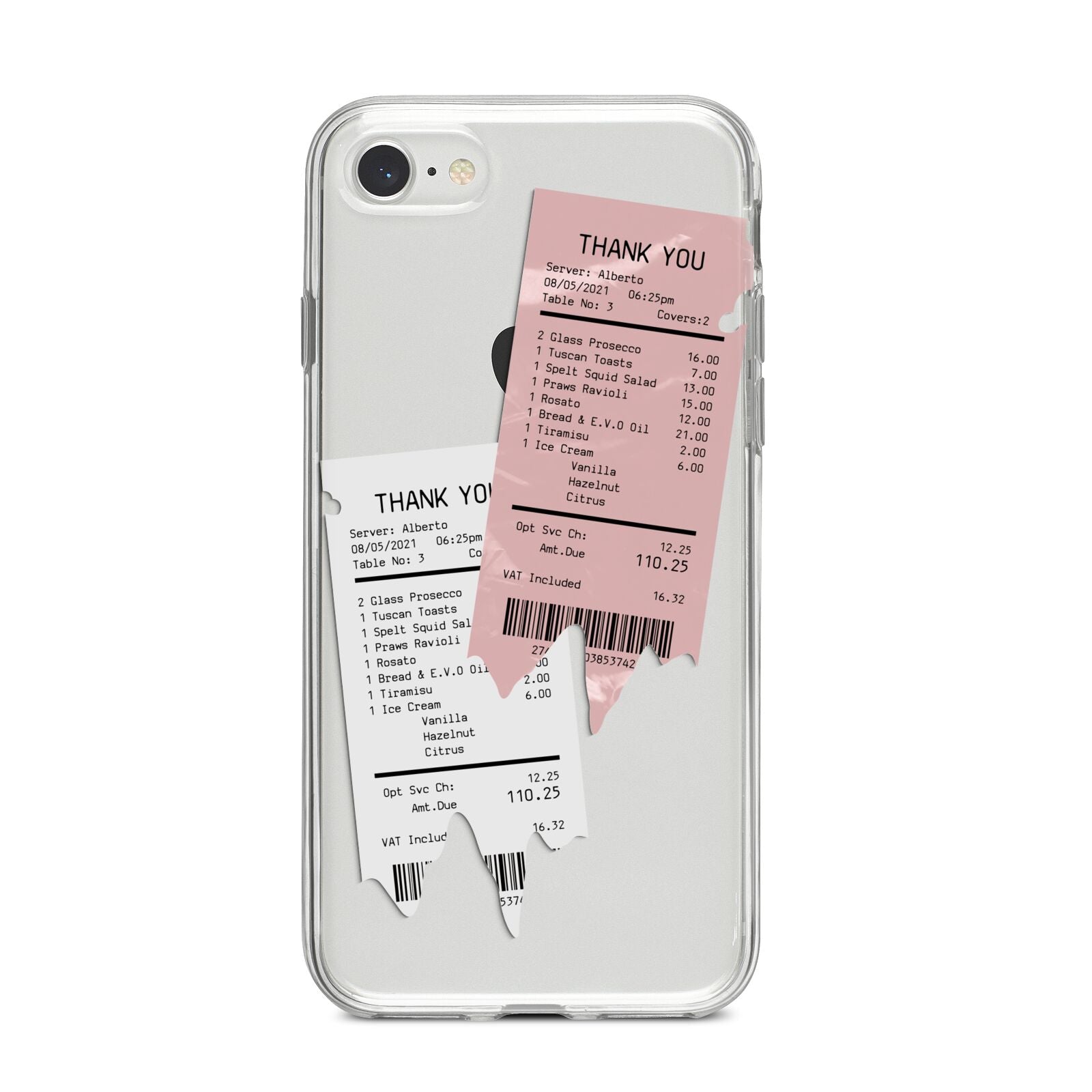 Restaurant Receipts iPhone 8 Bumper Case on Silver iPhone