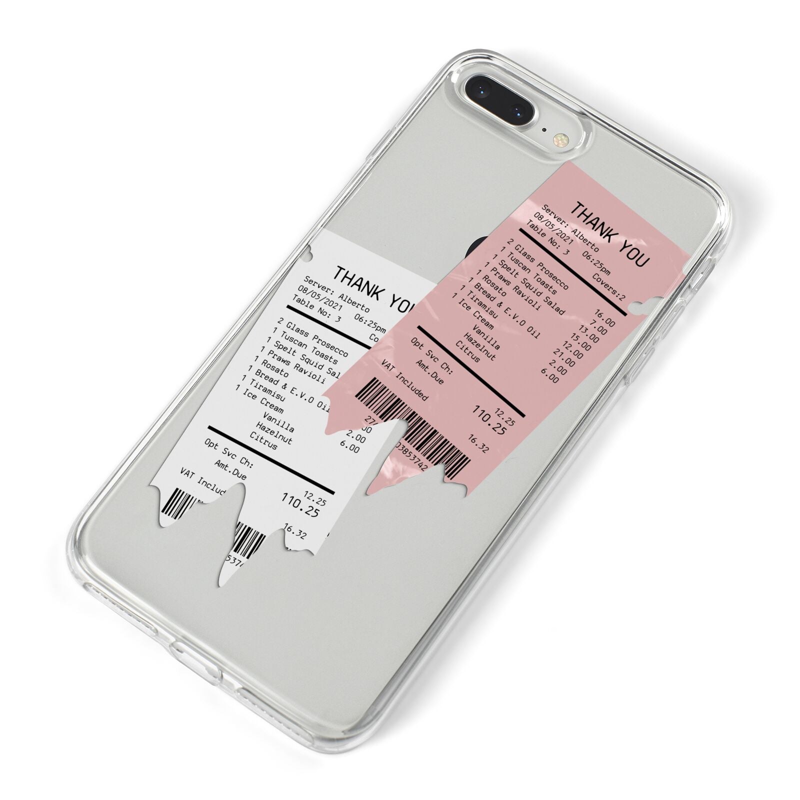 Restaurant Receipts iPhone 8 Plus Bumper Case on Silver iPhone Alternative Image