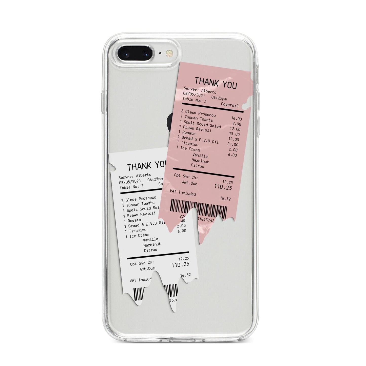 Restaurant Receipts iPhone 8 Plus Bumper Case on Silver iPhone