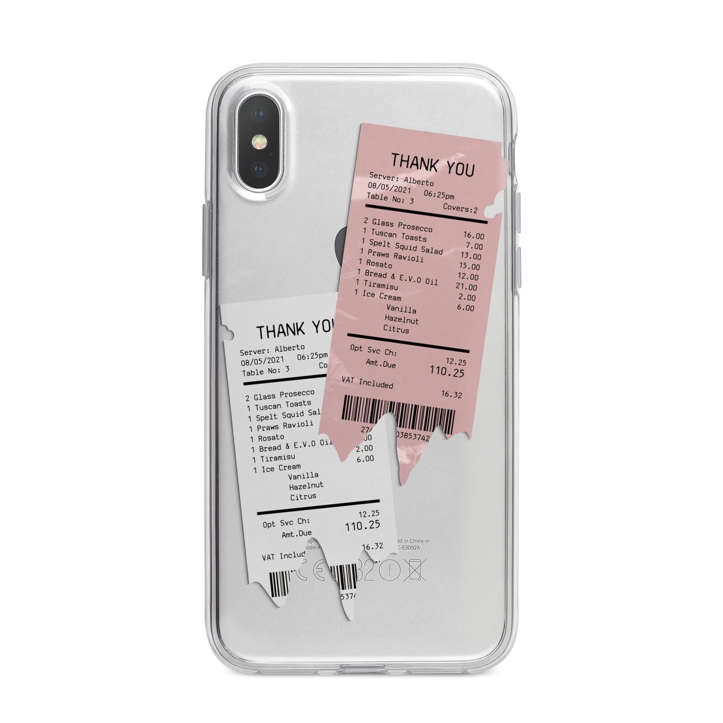 Restaurant Receipts iPhone X Bumper Case on Silver iPhone Alternative Image 1