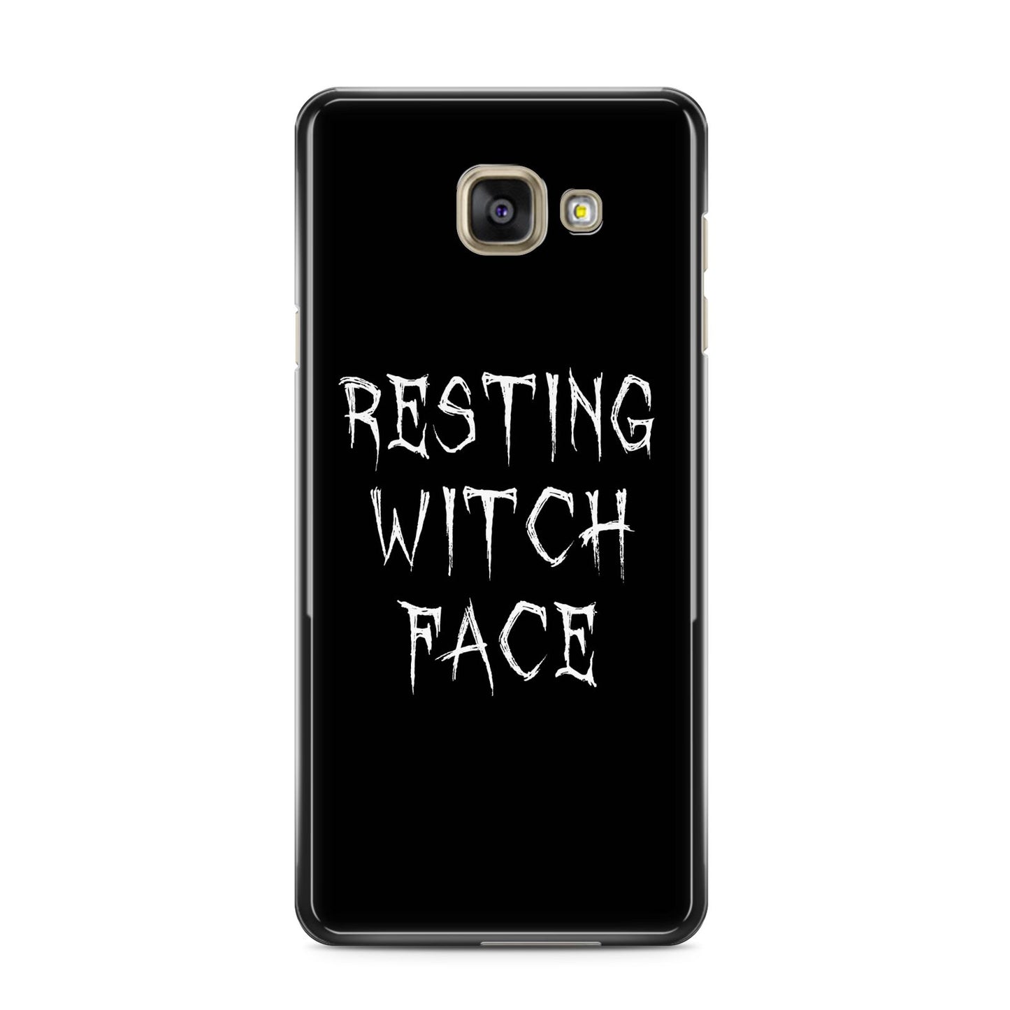 Resting Witch Face Samsung Galaxy A3 2016 Case on gold phone