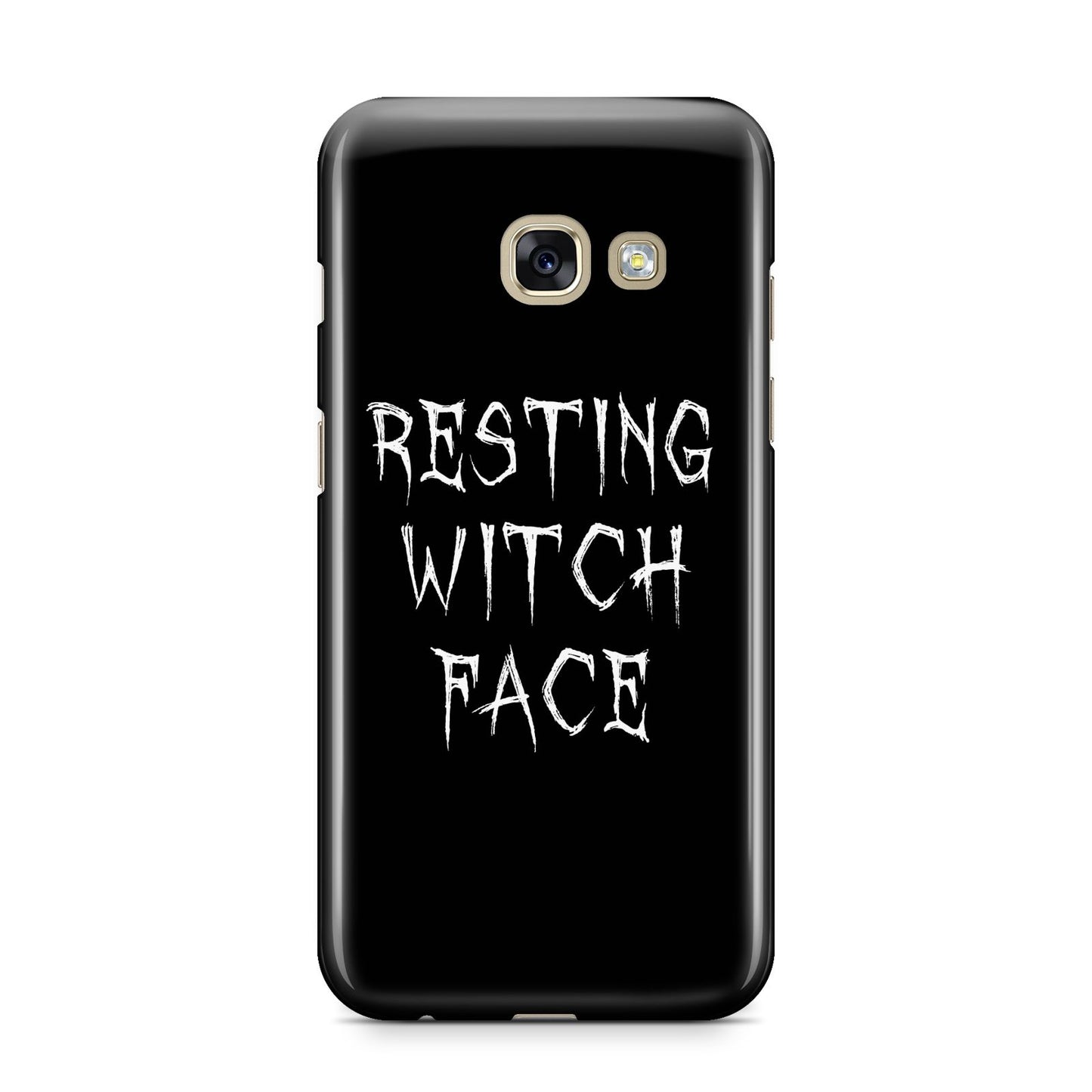 Resting Witch Face Samsung Galaxy A3 2017 Case on gold phone