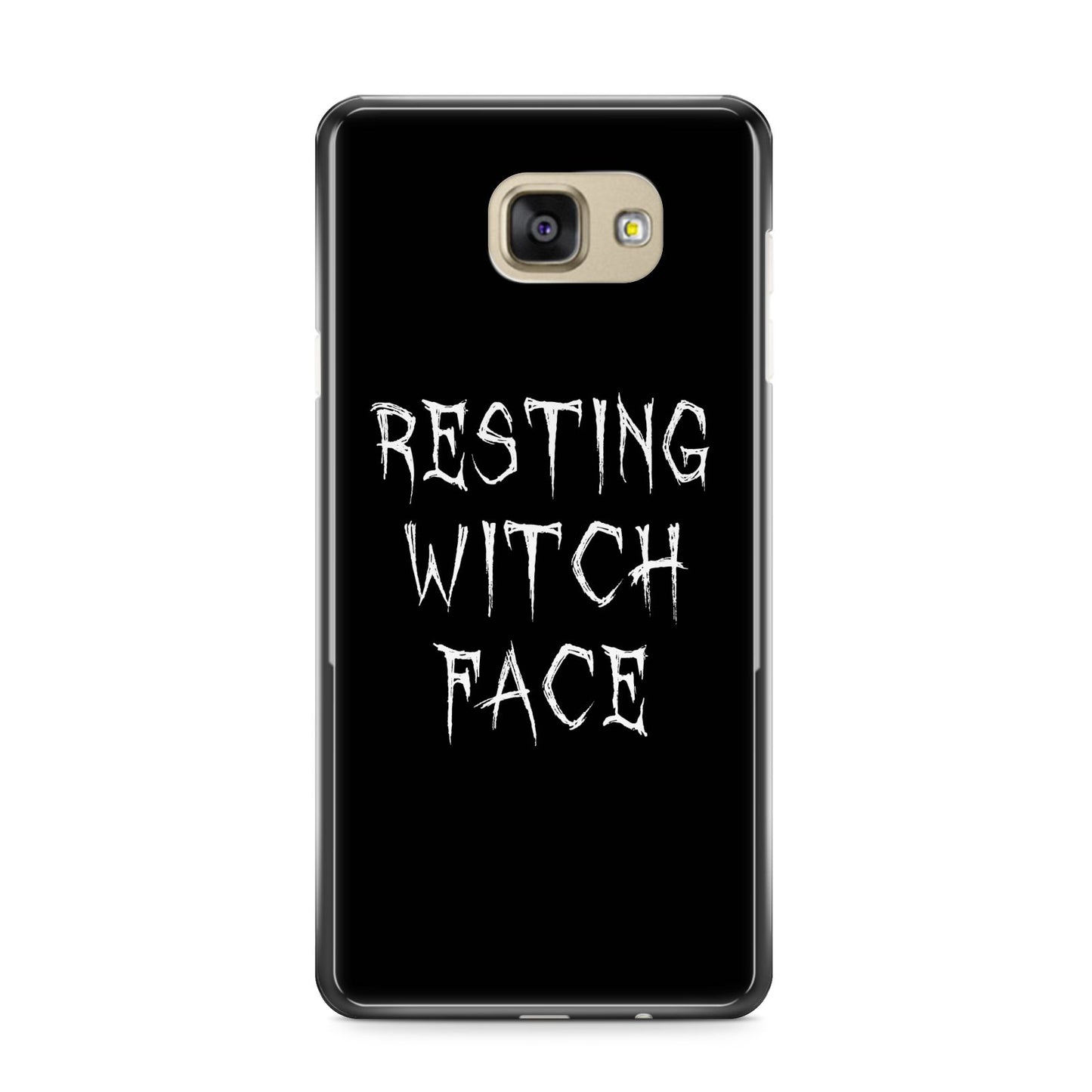 Resting Witch Face Samsung Galaxy A9 2016 Case on gold phone