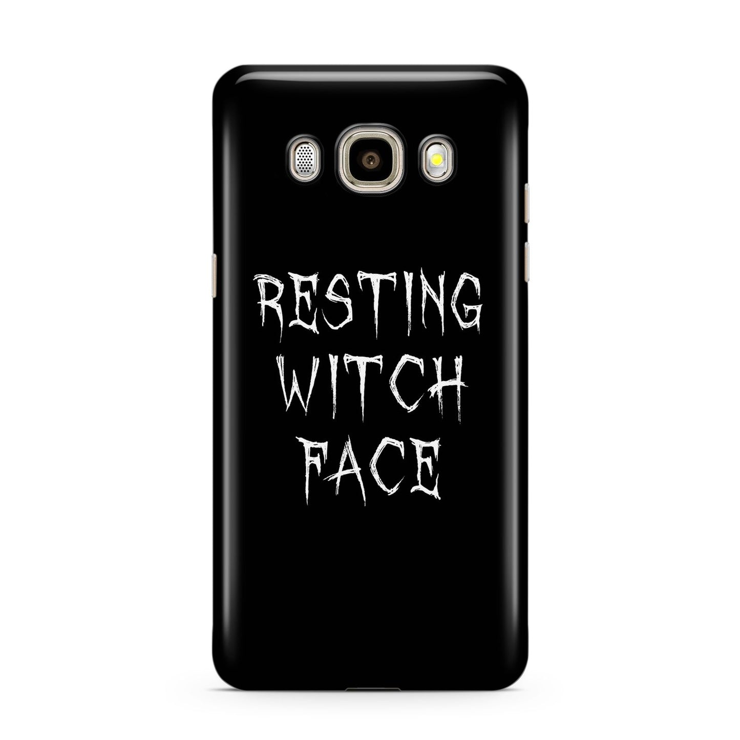 Resting Witch Face Samsung Galaxy J7 2016 Case on gold phone