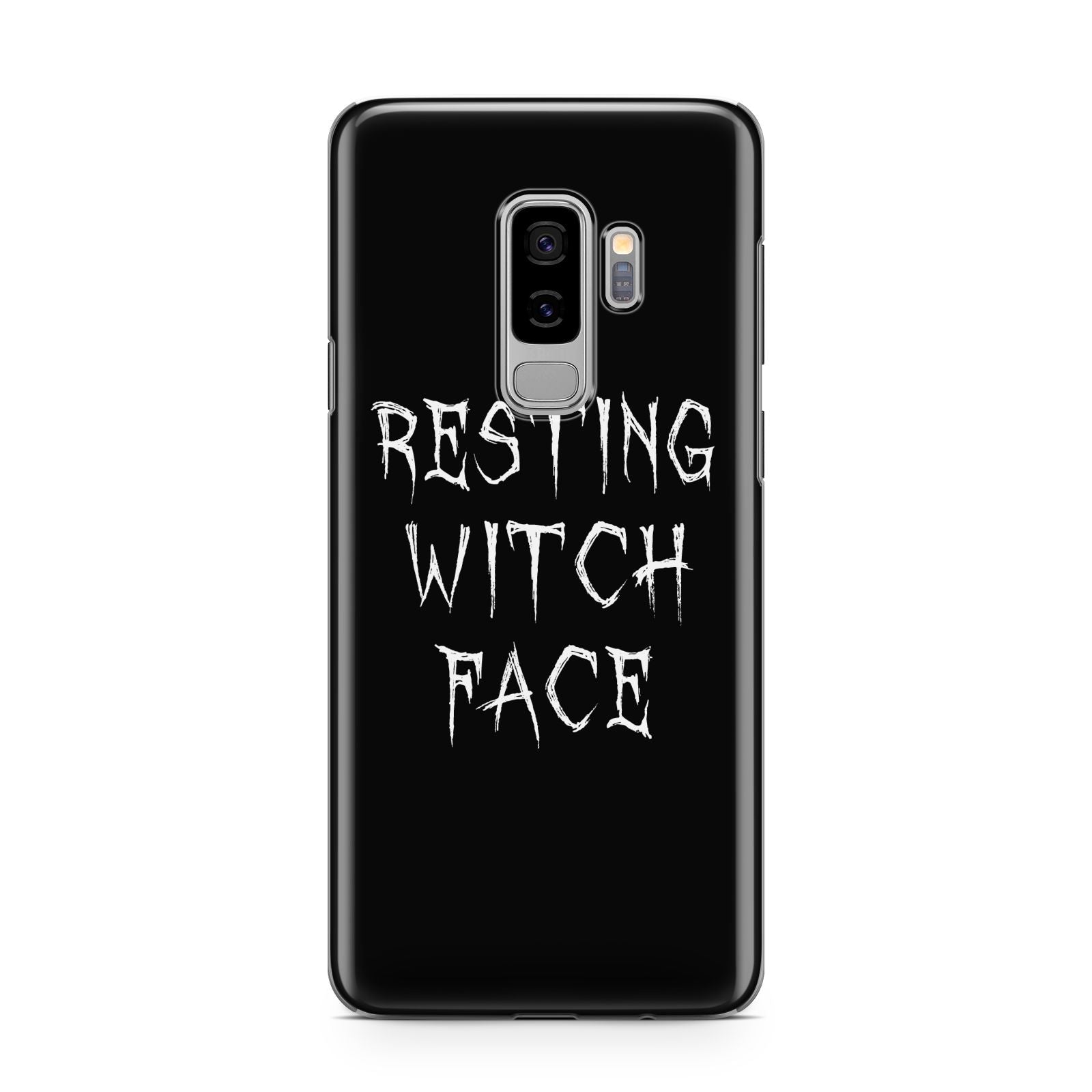 Resting Witch Face Samsung Galaxy S9 Plus Case on Silver phone