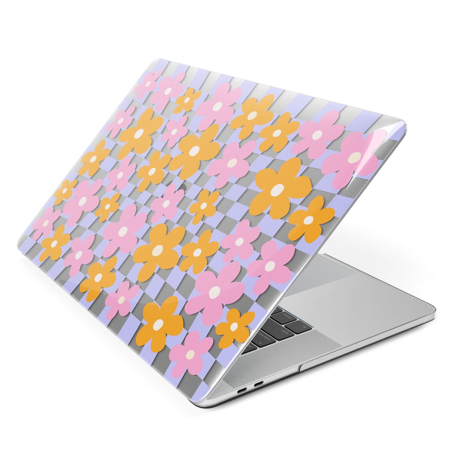 Retro Check Floral Apple MacBook Case Side View