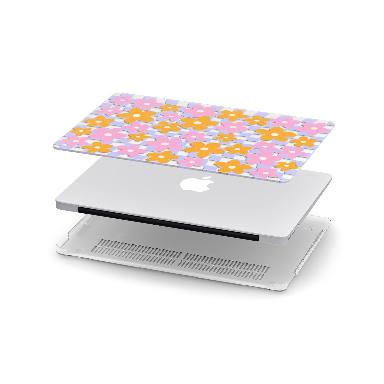 Retro Check Floral Apple MacBook Case in Detail