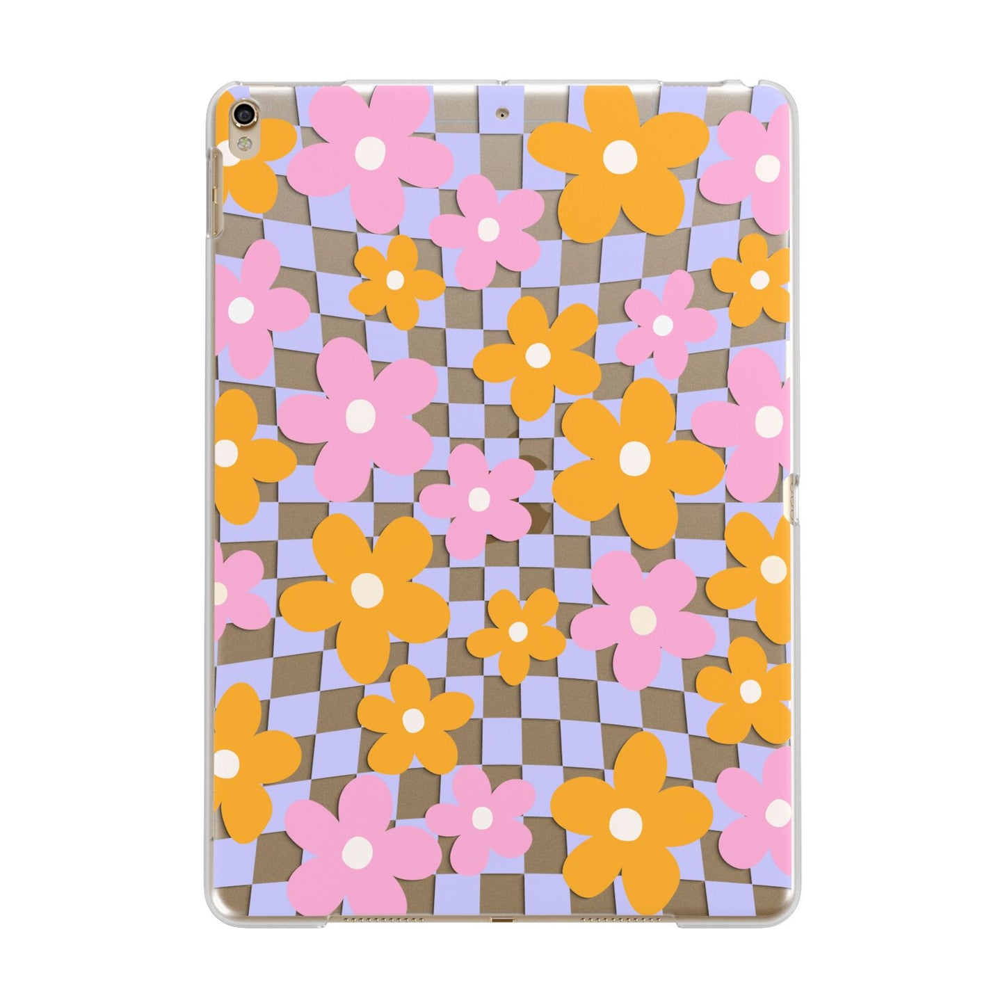 Retro Check Floral Apple iPad Gold Case