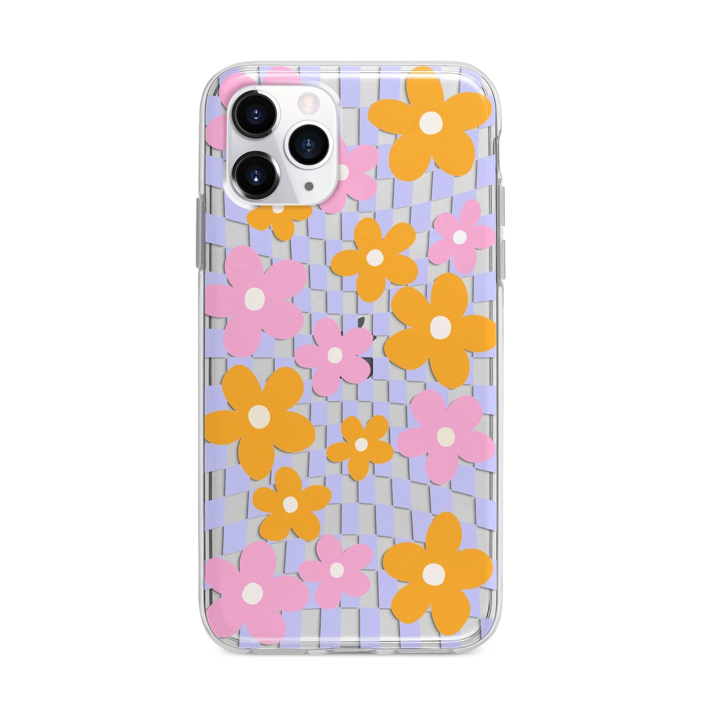 Retro Check Floral Apple iPhone 11 Pro Max in Silver with Bumper Case