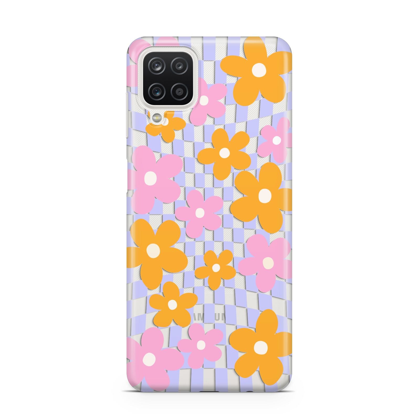 Retro Check Floral Samsung A12 Case