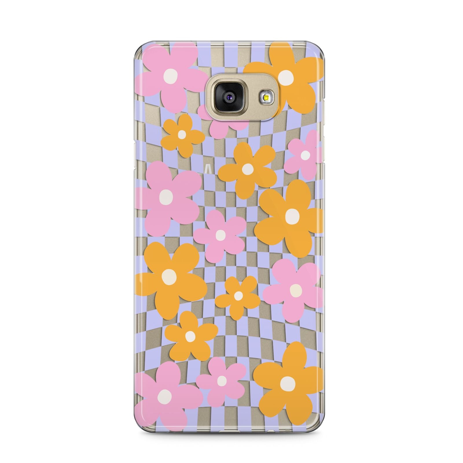 Retro Check Floral Samsung Galaxy A5 2016 Case on gold phone