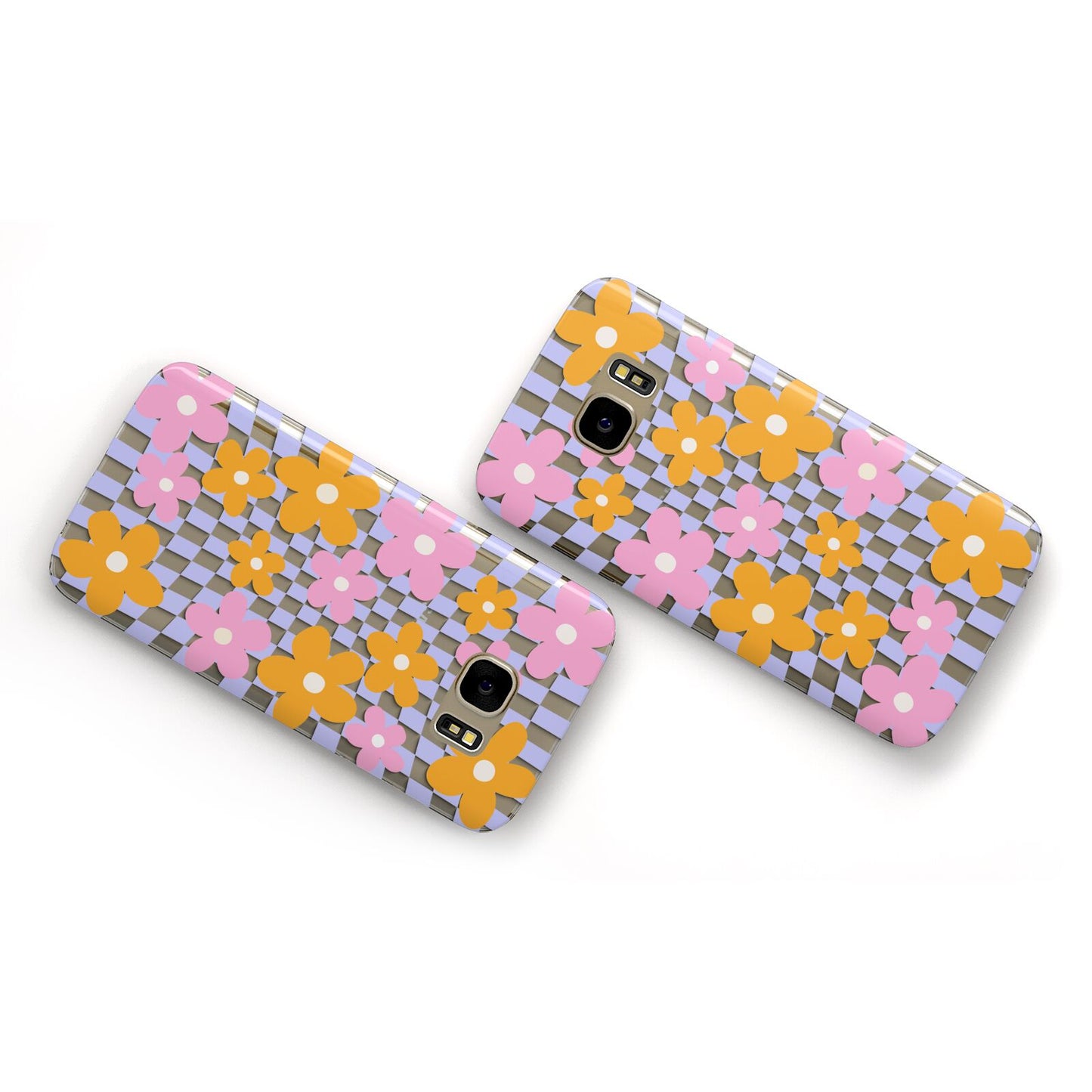 Retro Check Floral Samsung Galaxy Case Flat Overview