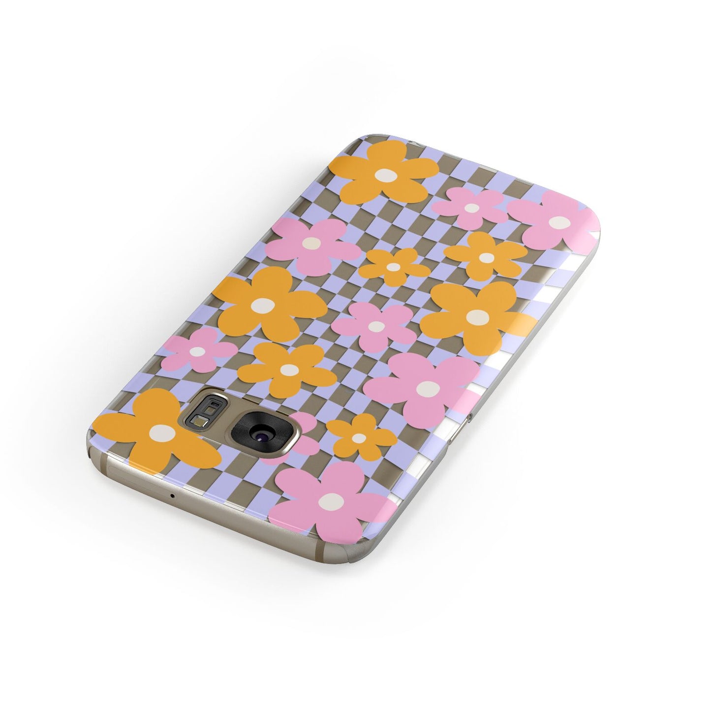 Retro Check Floral Samsung Galaxy Case Front Close Up