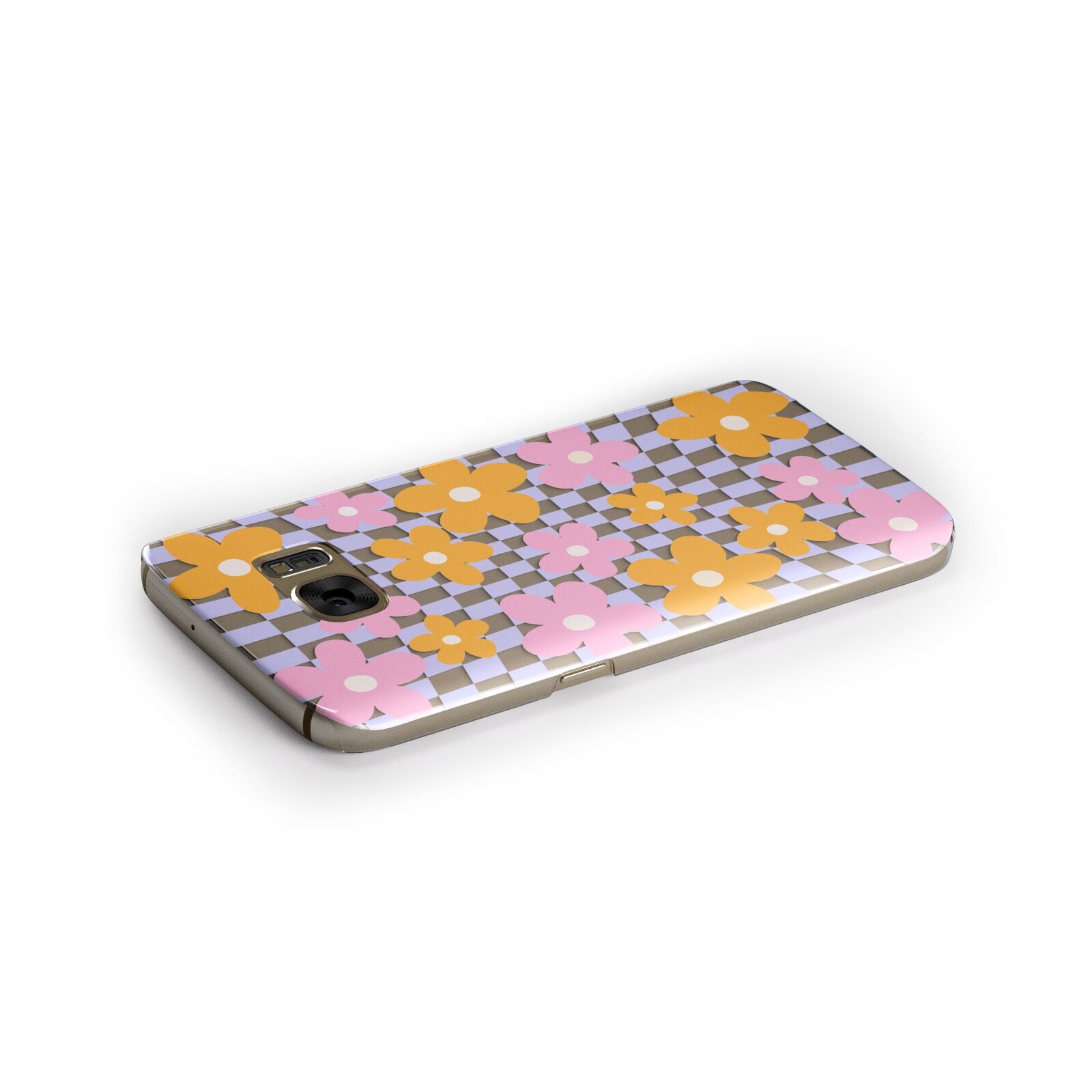 Retro Check Floral Samsung Galaxy Case Side Close Up