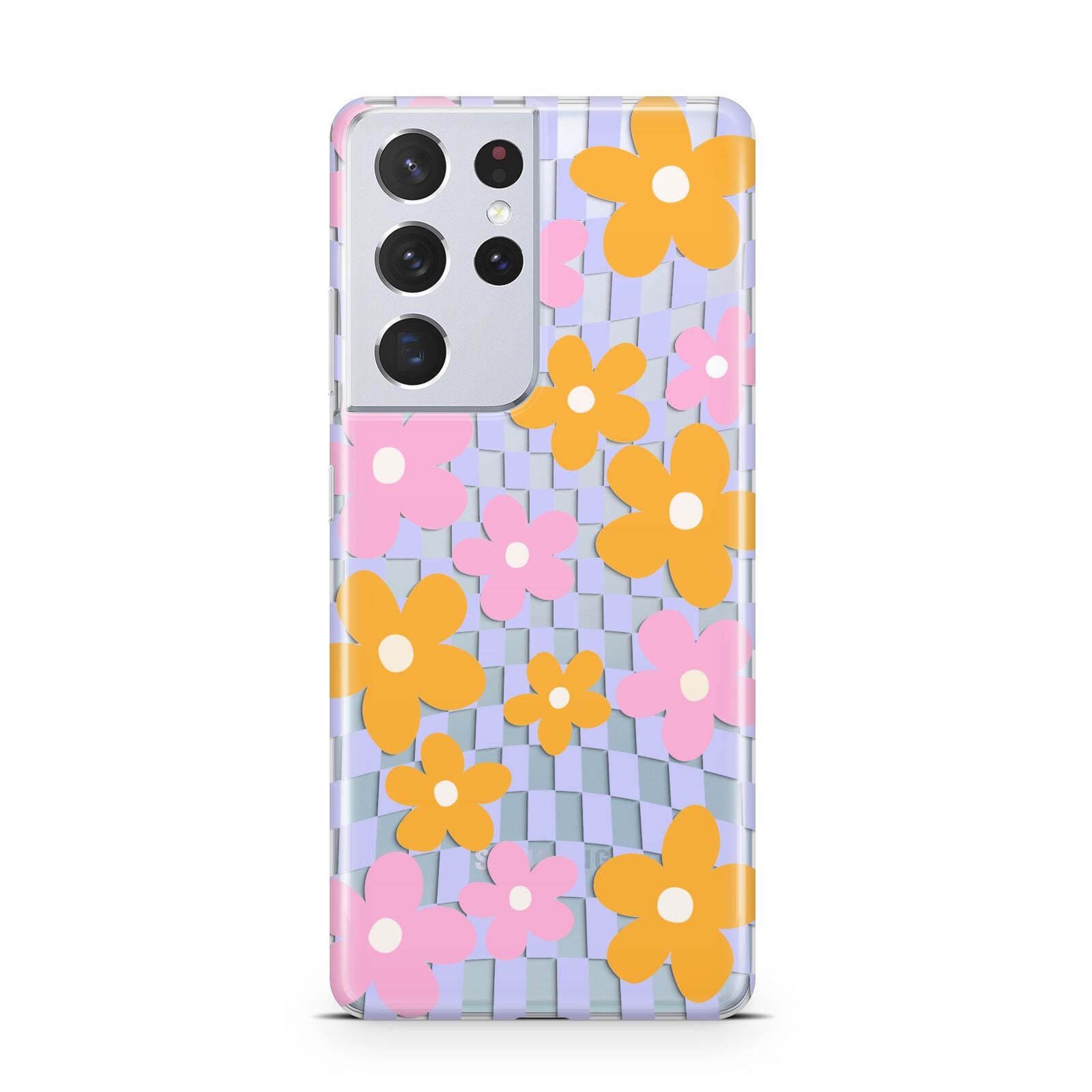 Retro Check Floral Samsung S21 Ultra Case