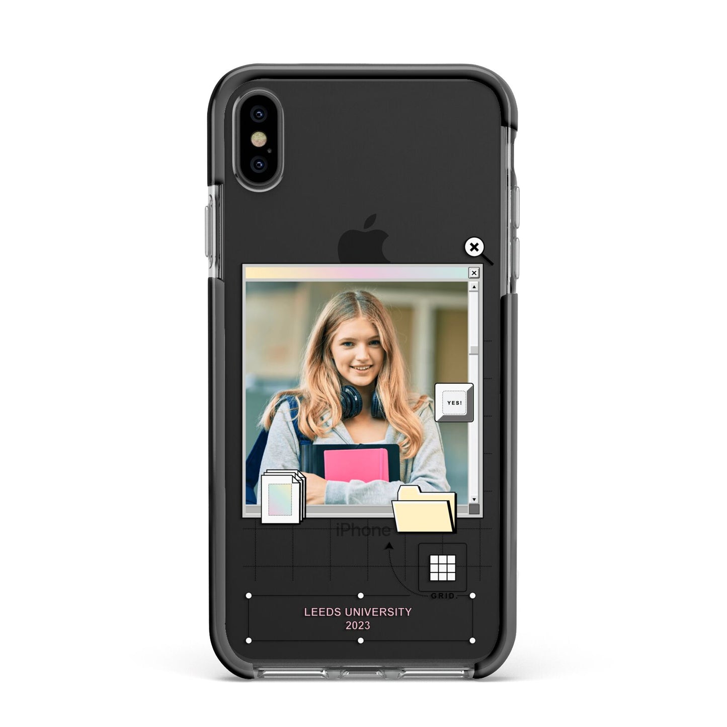 Retro Computer Photo Apple iPhone Xs Max Impact Case Black Edge on Black Phone