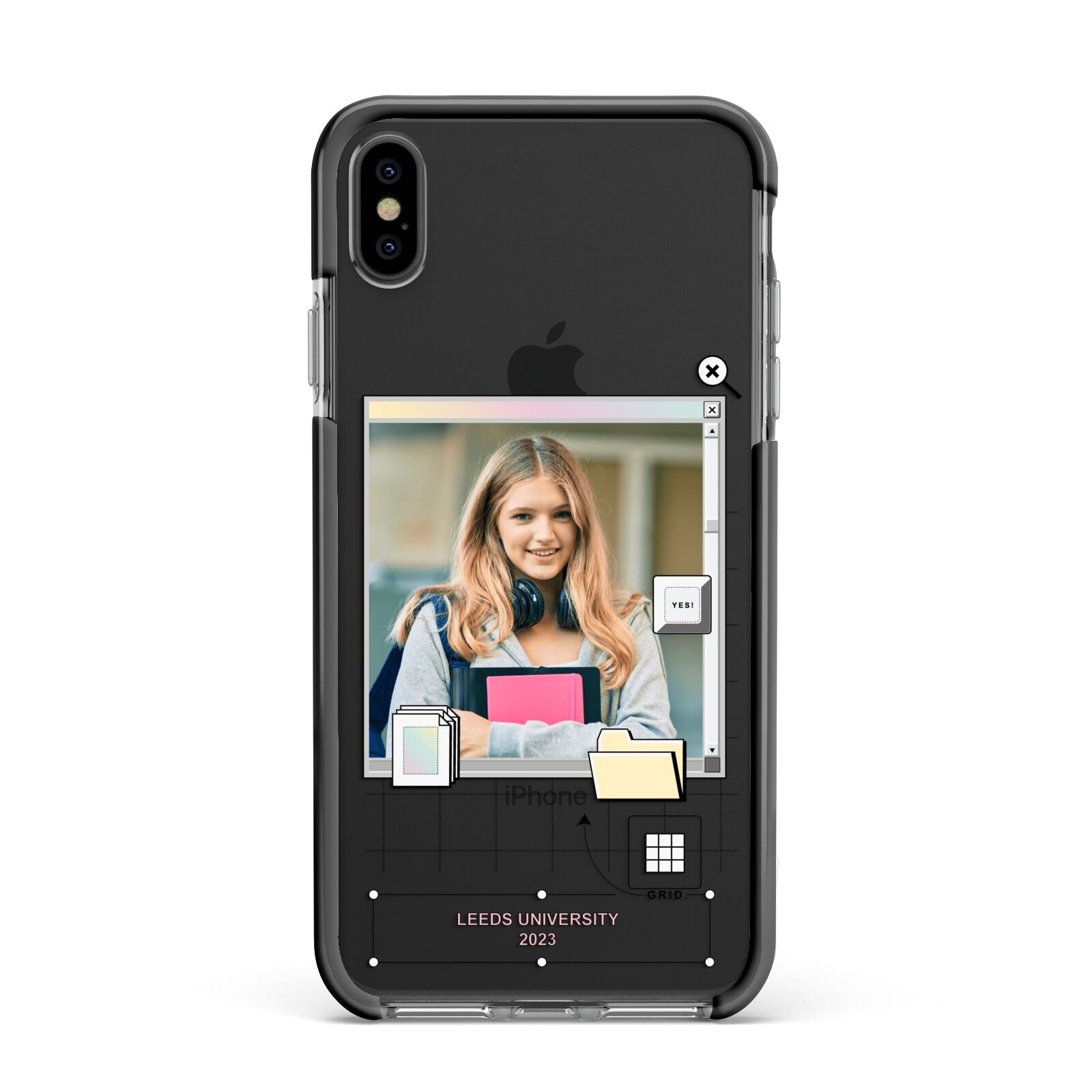 Retro Computer Photo Apple iPhone Xs Max Impact Case Black Edge on Black Phone