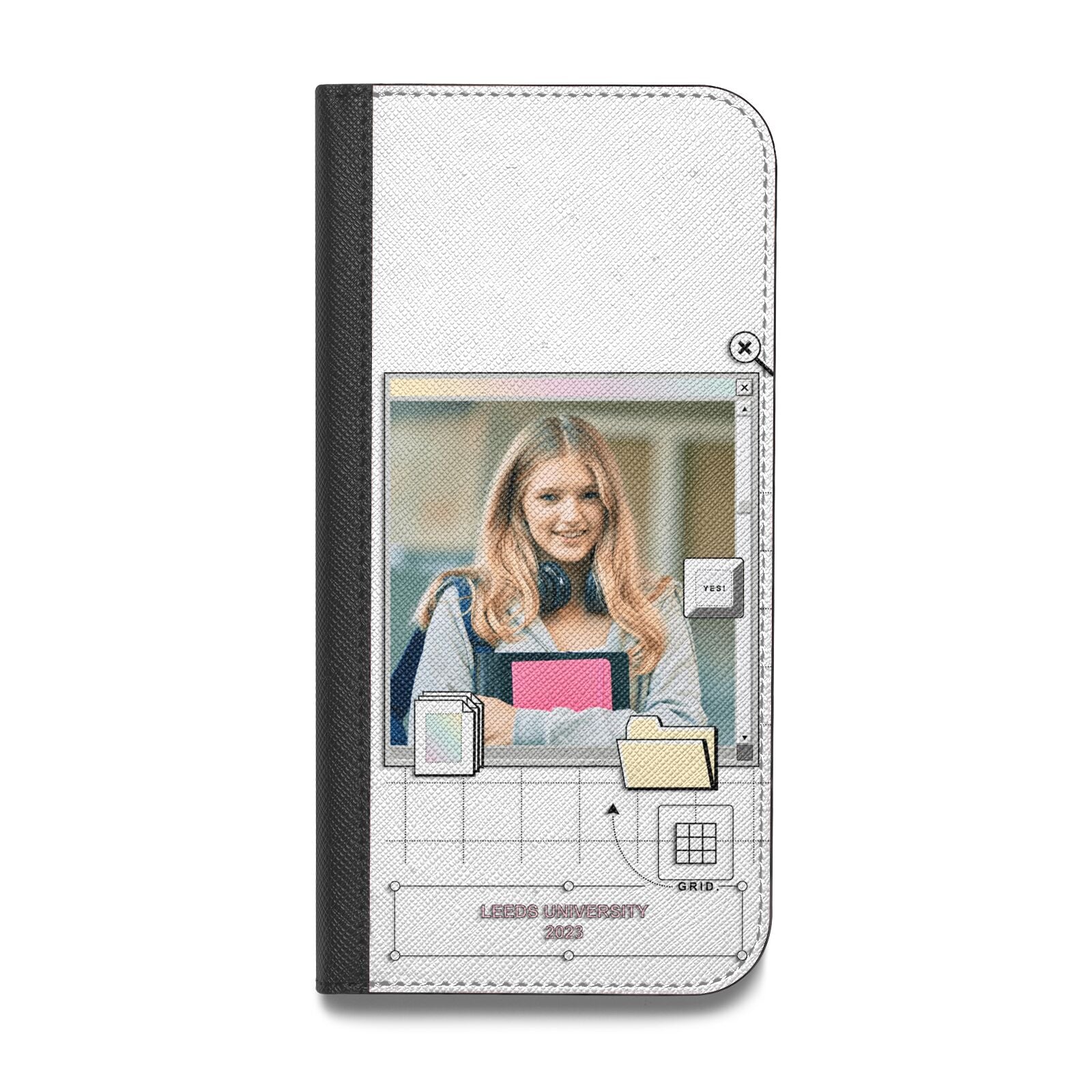 Retro Computer Photo Vegan Leather Flip iPhone Case