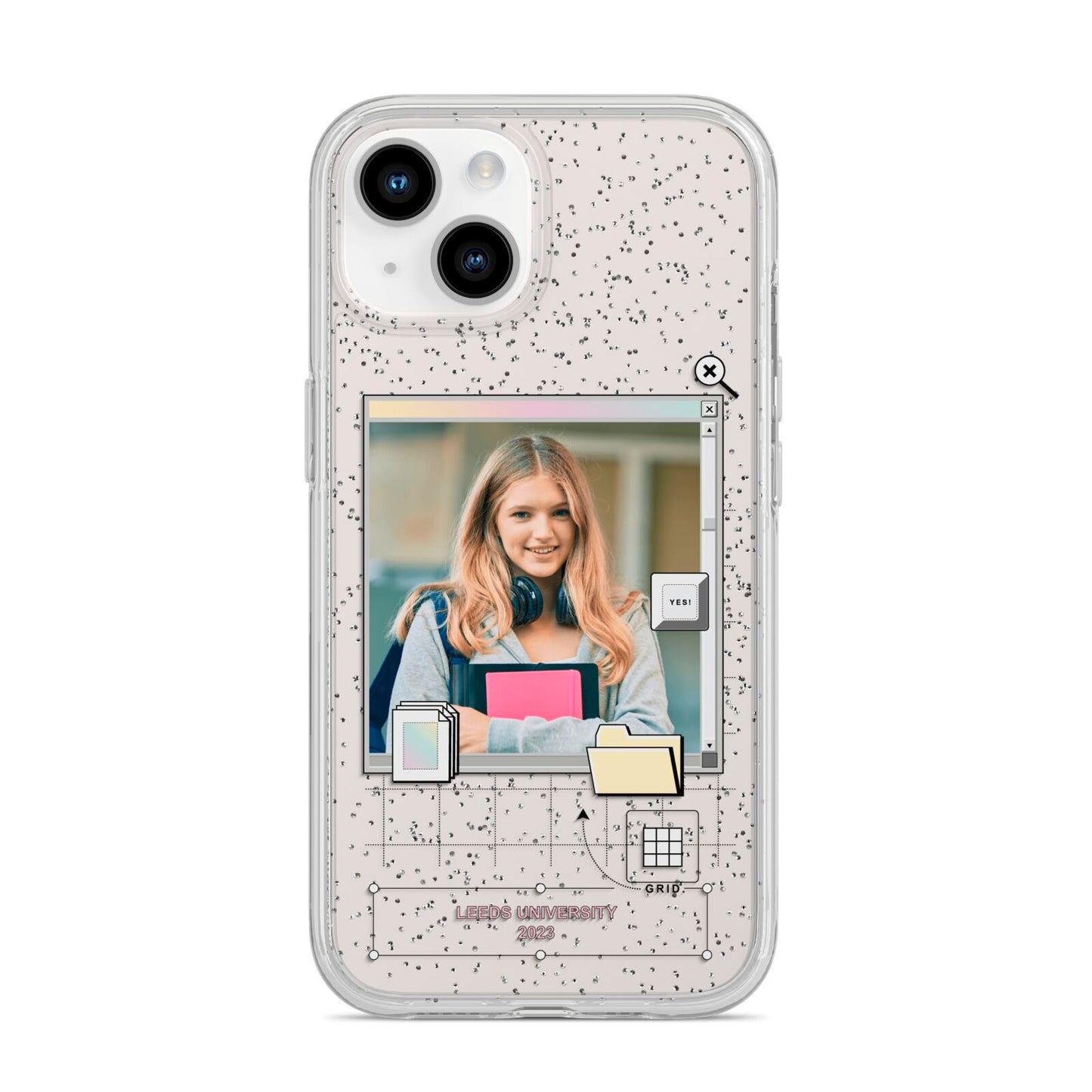 Retro Computer Photo iPhone 14 Glitter Tough Case Starlight