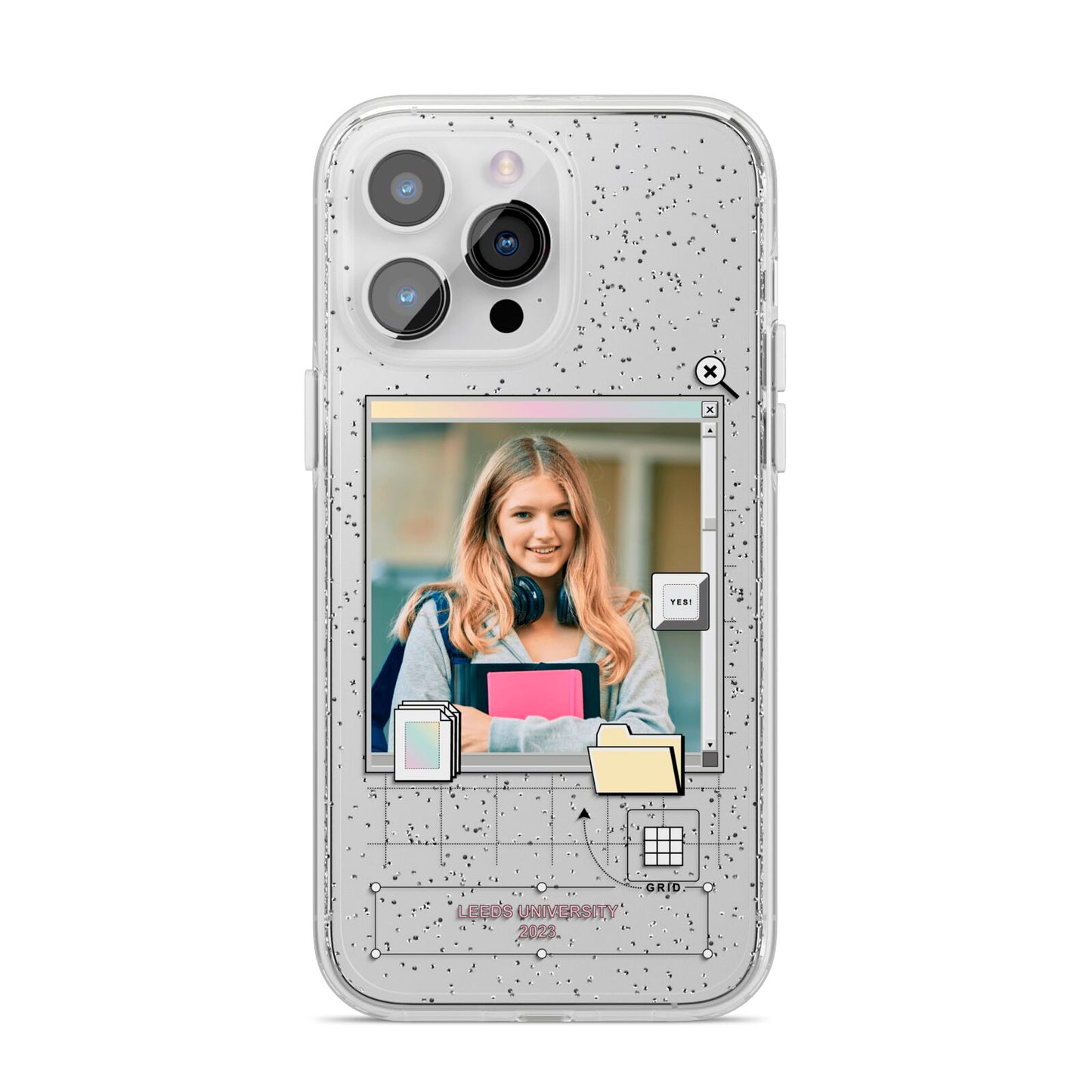 Retro Computer Photo iPhone 14 Pro Max Glitter Tough Case Silver