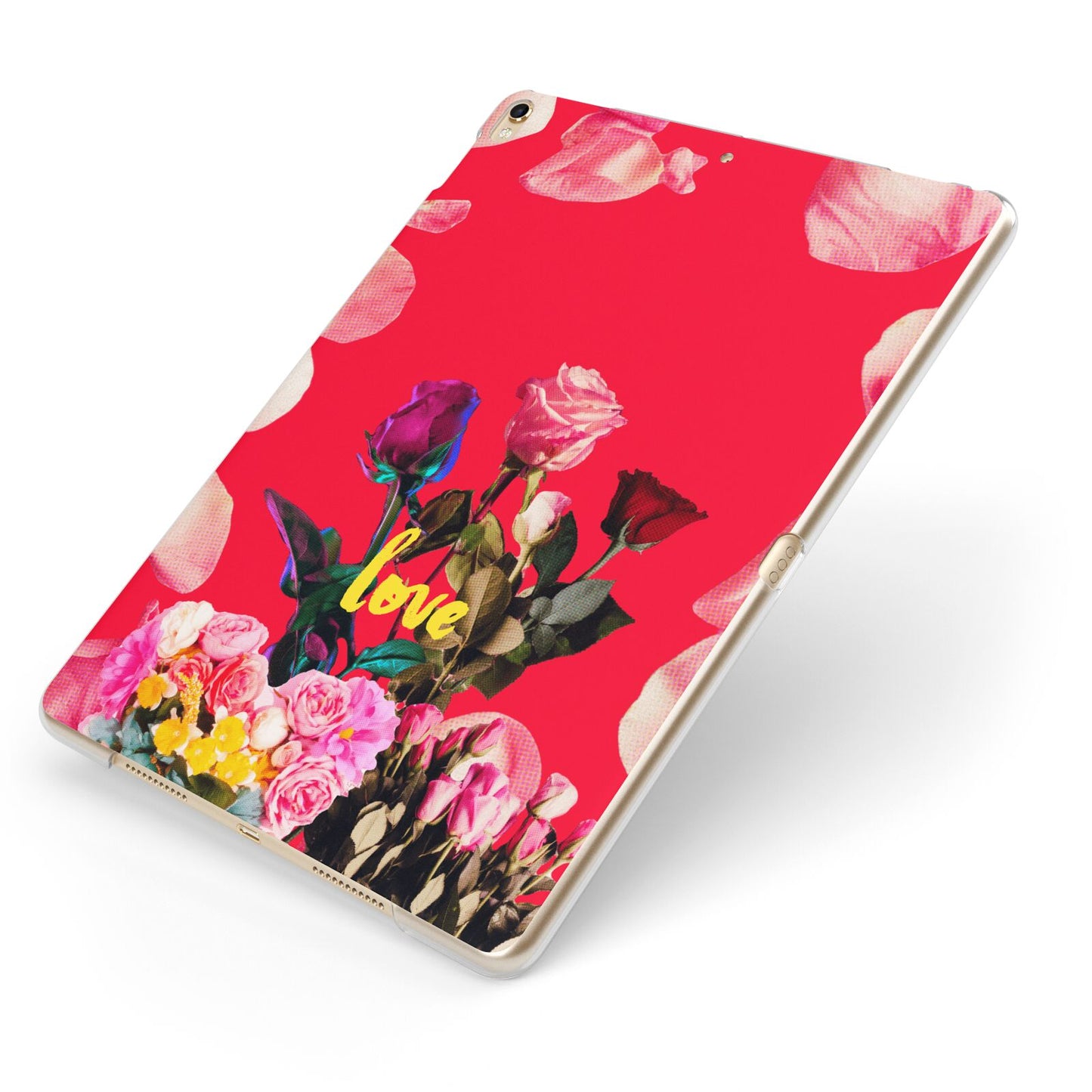 Retro Floral Valentine Apple iPad Case on Gold iPad Side View