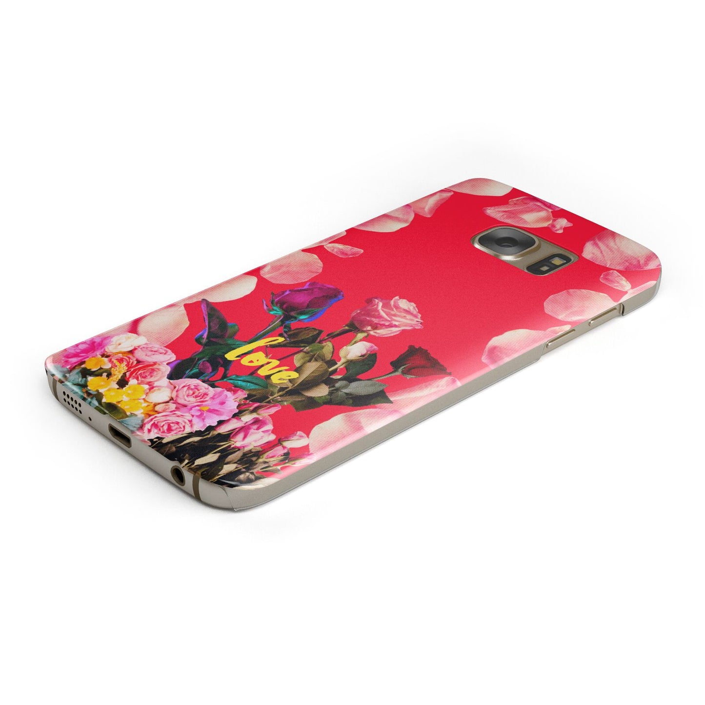 Retro Floral Valentine Protective Samsung Galaxy Case Angled Image