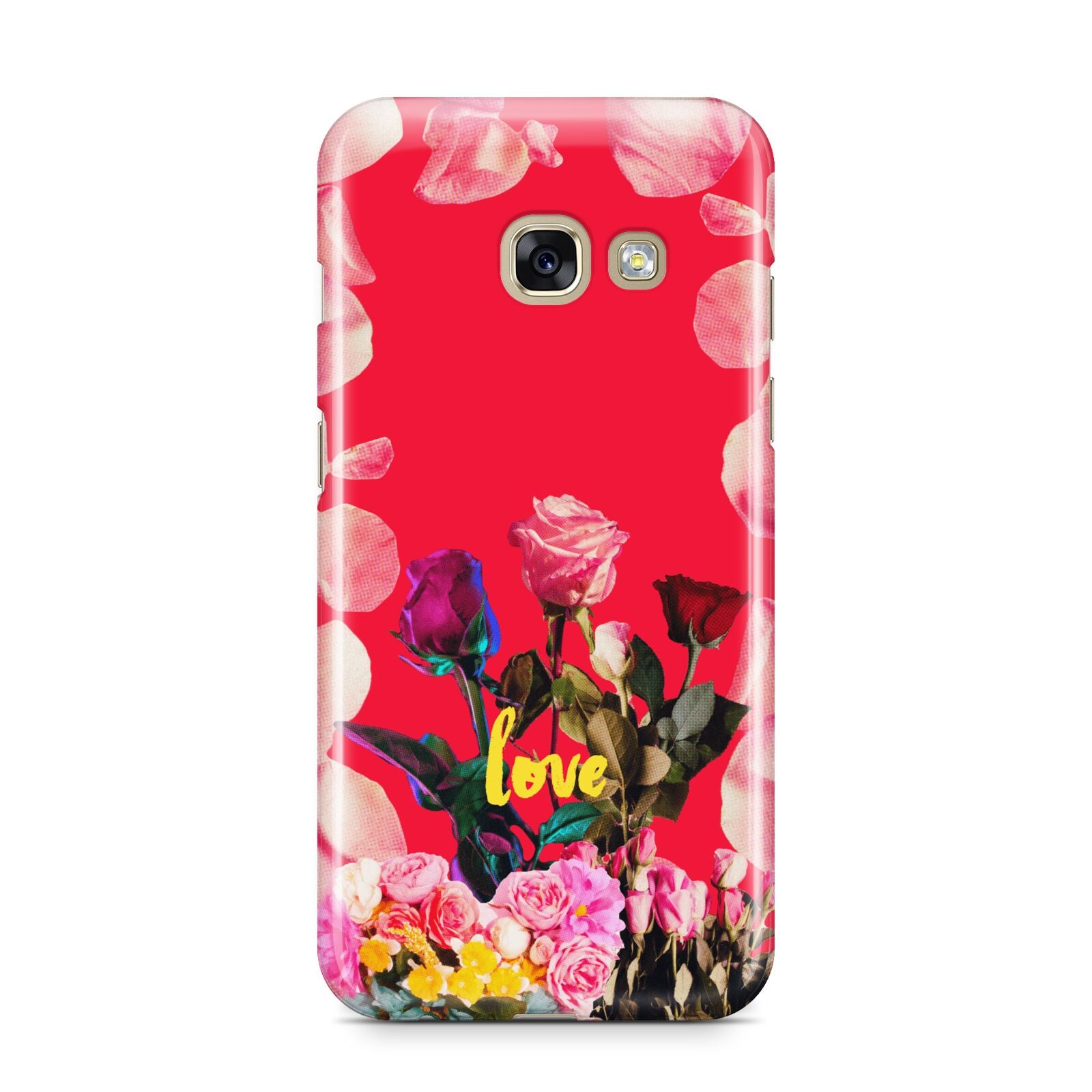 Retro Floral Valentine Samsung Galaxy A3 2017 Case on gold phone