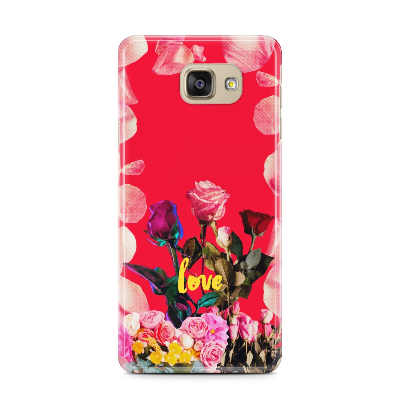 Retro Floral Valentine Samsung Galaxy A7 2016 Case on gold phone