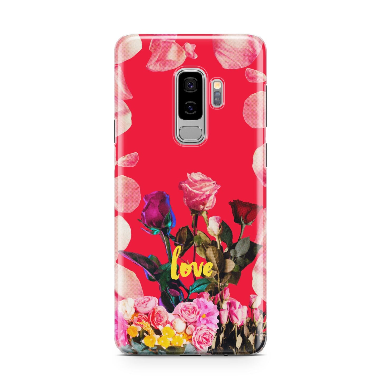 Retro Floral Valentine Samsung Galaxy S9 Plus Case on Silver phone