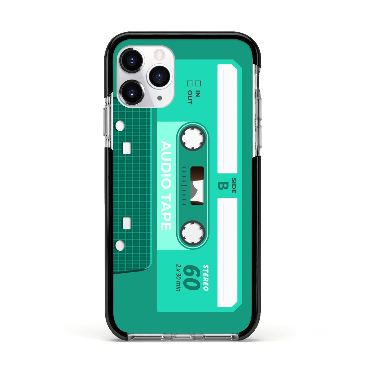 Retro Green Tape Apple iPhone 11 Pro in Silver with Black Impact Case