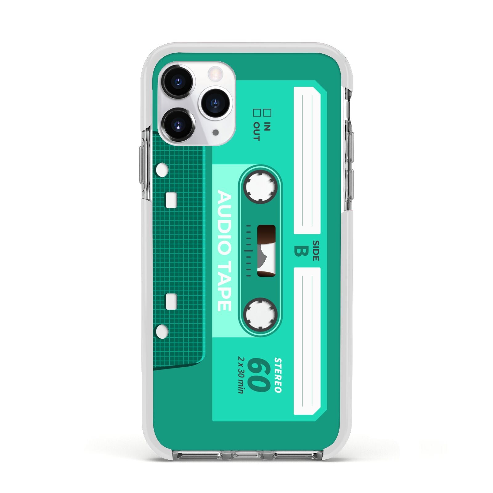 Retro Green Tape Apple iPhone 11 Pro in Silver with White Impact Case