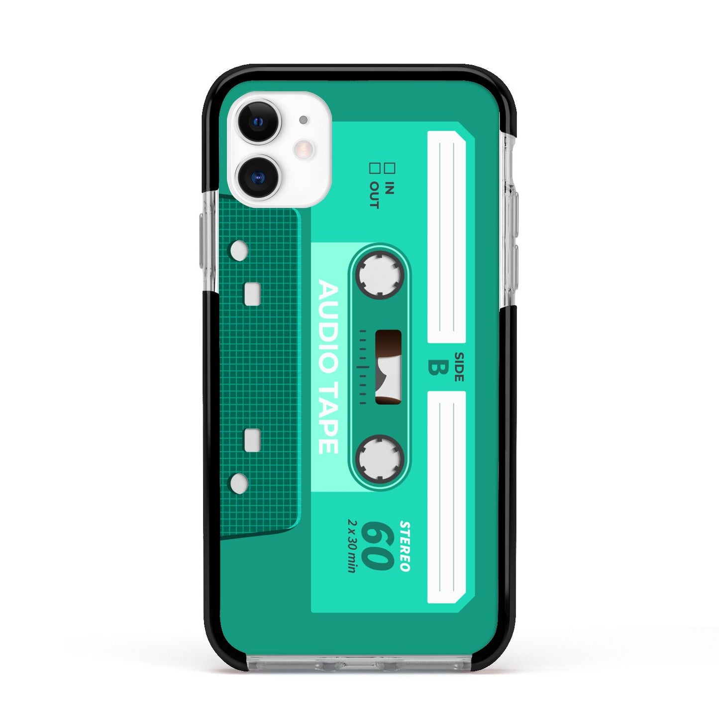 Retro Green Tape Apple iPhone 11 in White with Black Impact Case