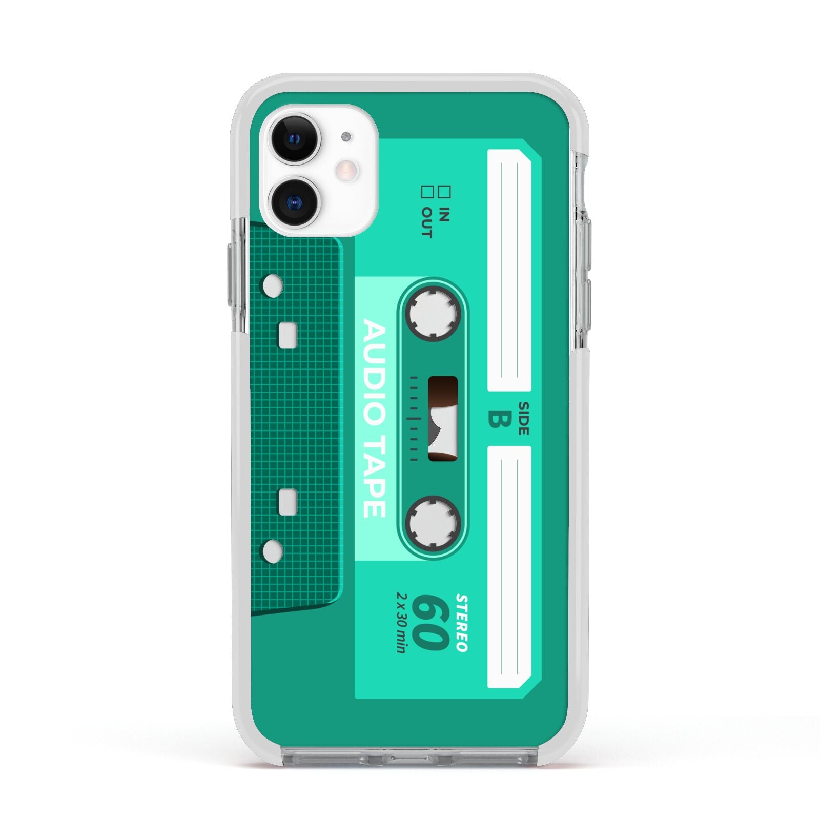 Retro Green Tape Apple iPhone 11 in White with White Impact Case