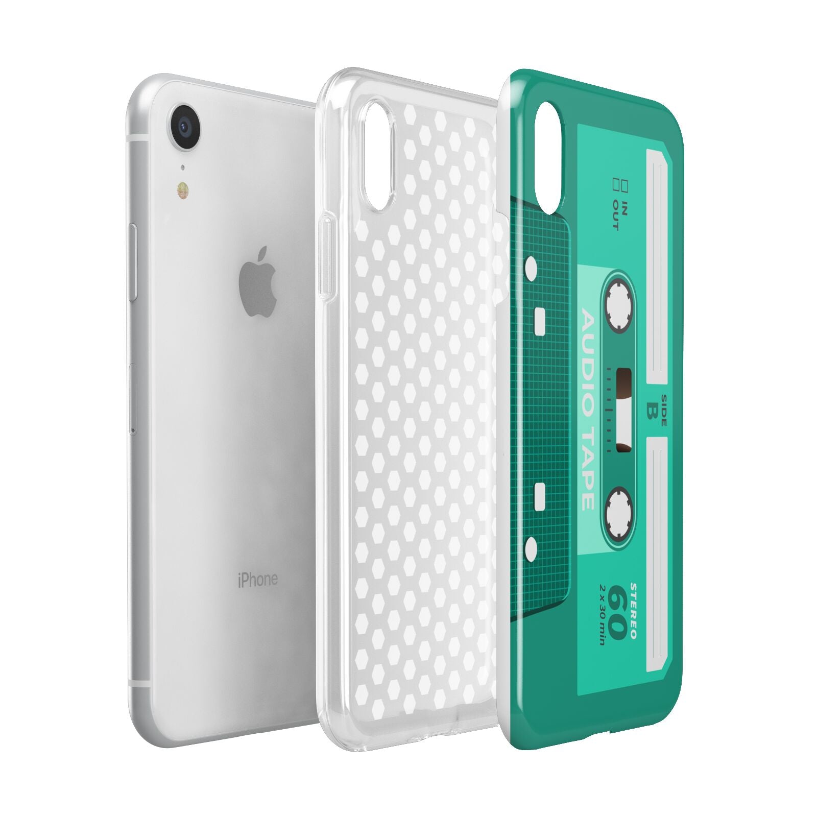 Retro Green Tape Apple iPhone XR White 3D Tough Case Expanded view