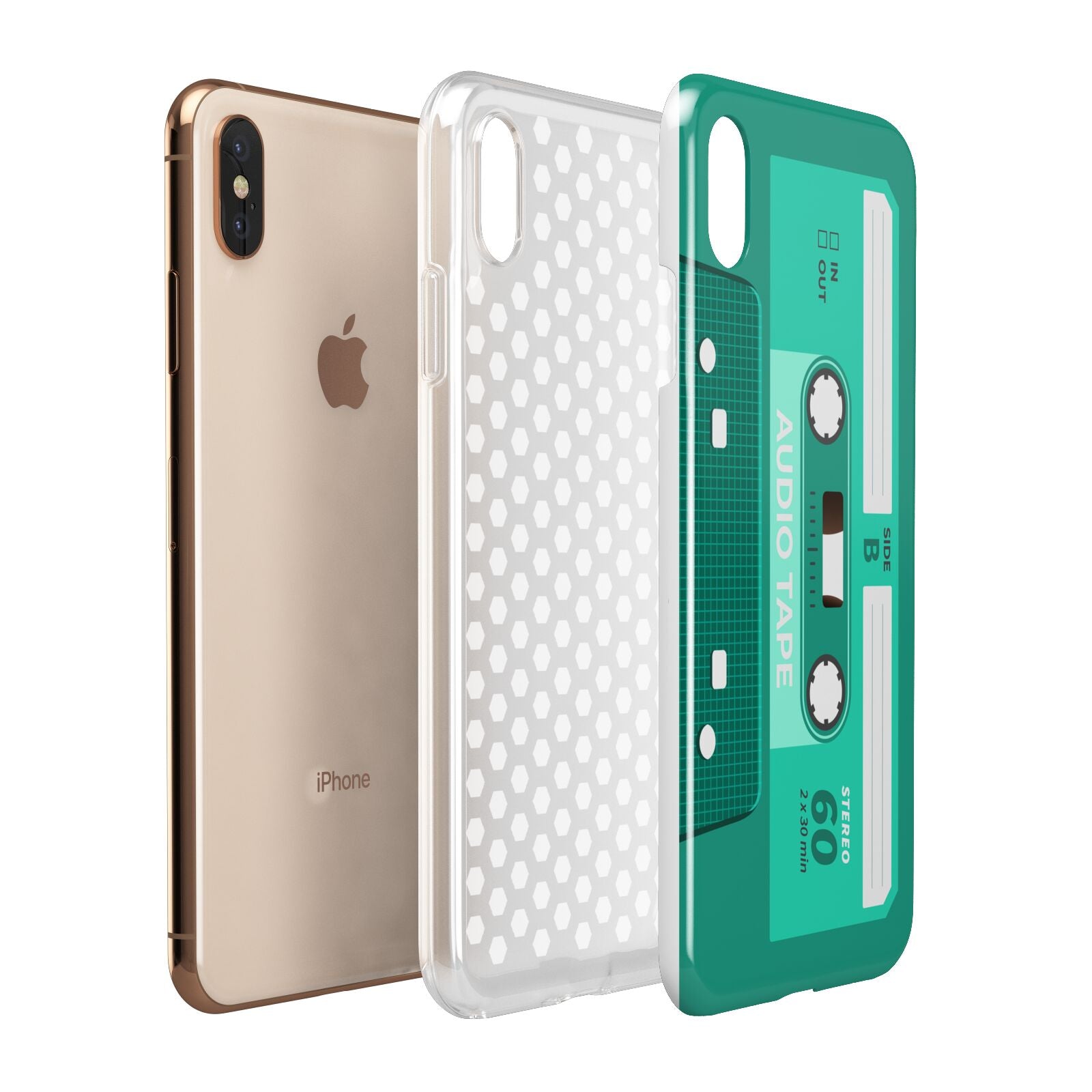 Retro Green Tape Apple iPhone Xs Max 3D Tough Case Expanded View