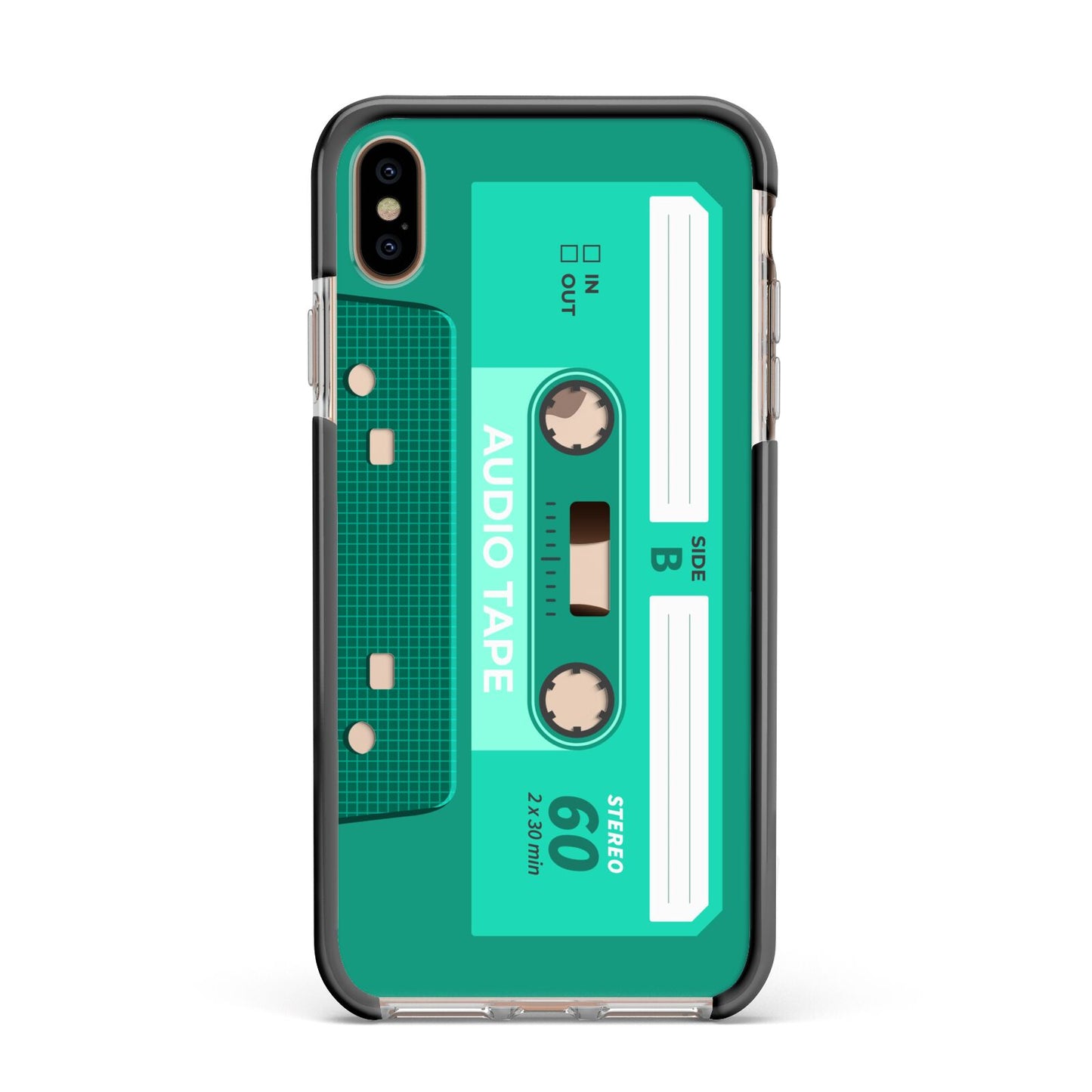 Retro Green Tape Apple iPhone Xs Max Impact Case Black Edge on Gold Phone