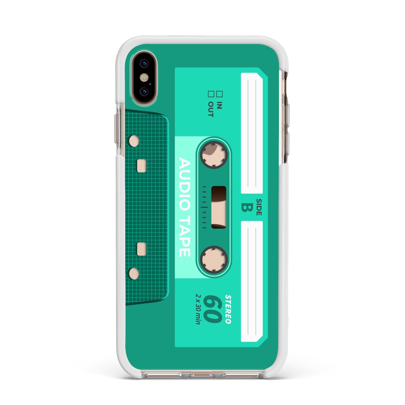 Retro Green Tape Apple iPhone Xs Max Impact Case White Edge on Gold Phone