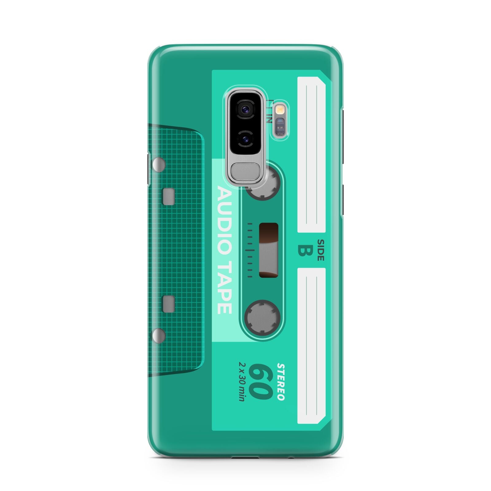 Retro Green Tape Samsung Galaxy S9 Plus Case on Silver phone