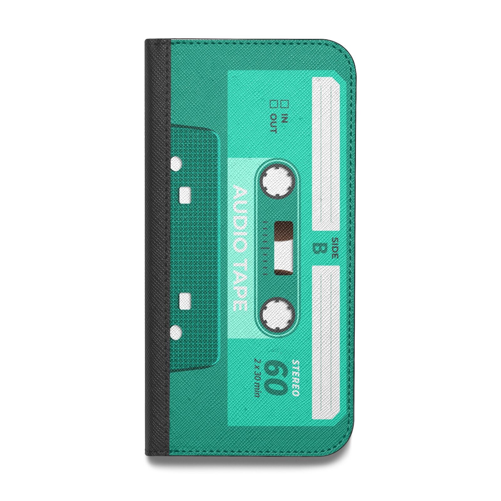 Retro Green Tape Vegan Leather Flip iPhone Case