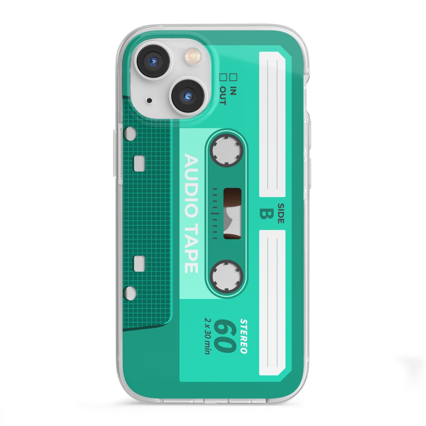 Retro Green Tape iPhone 13 Mini TPU Impact Case with White Edges