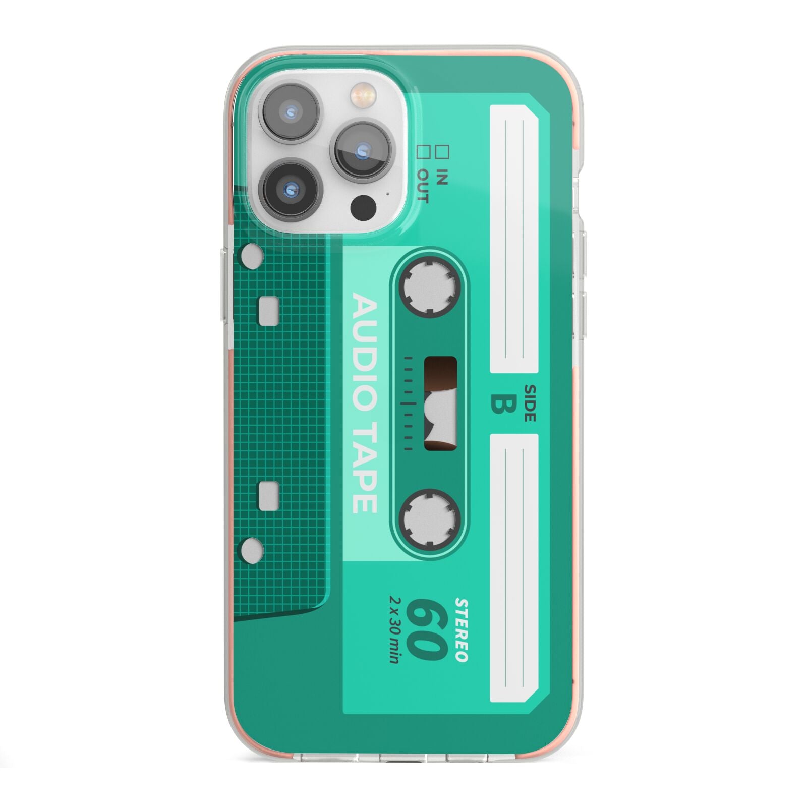 Retro Green Tape iPhone 13 Pro Max TPU Impact Case with Pink Edges