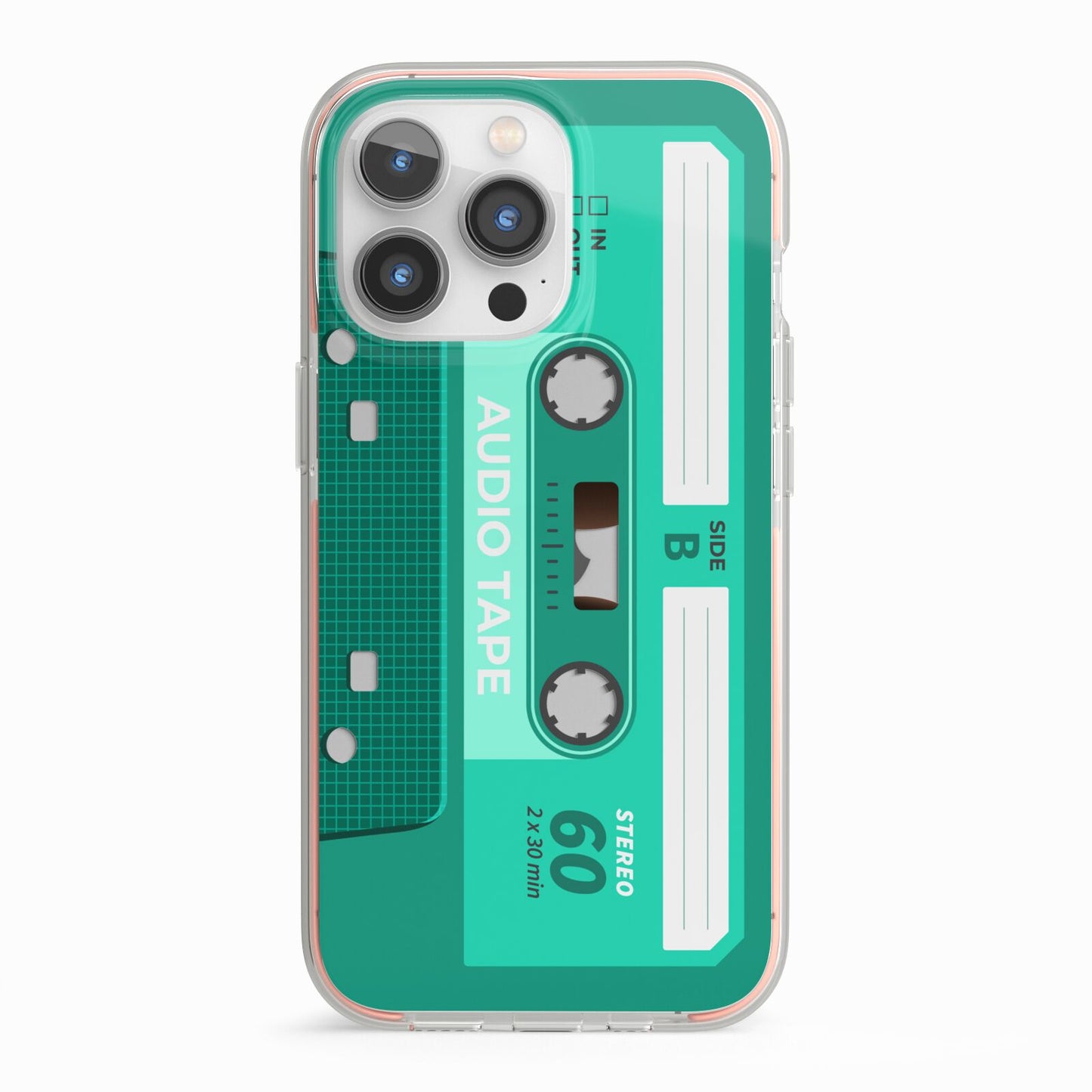 Retro Green Tape iPhone 13 Pro TPU Impact Case with Pink Edges