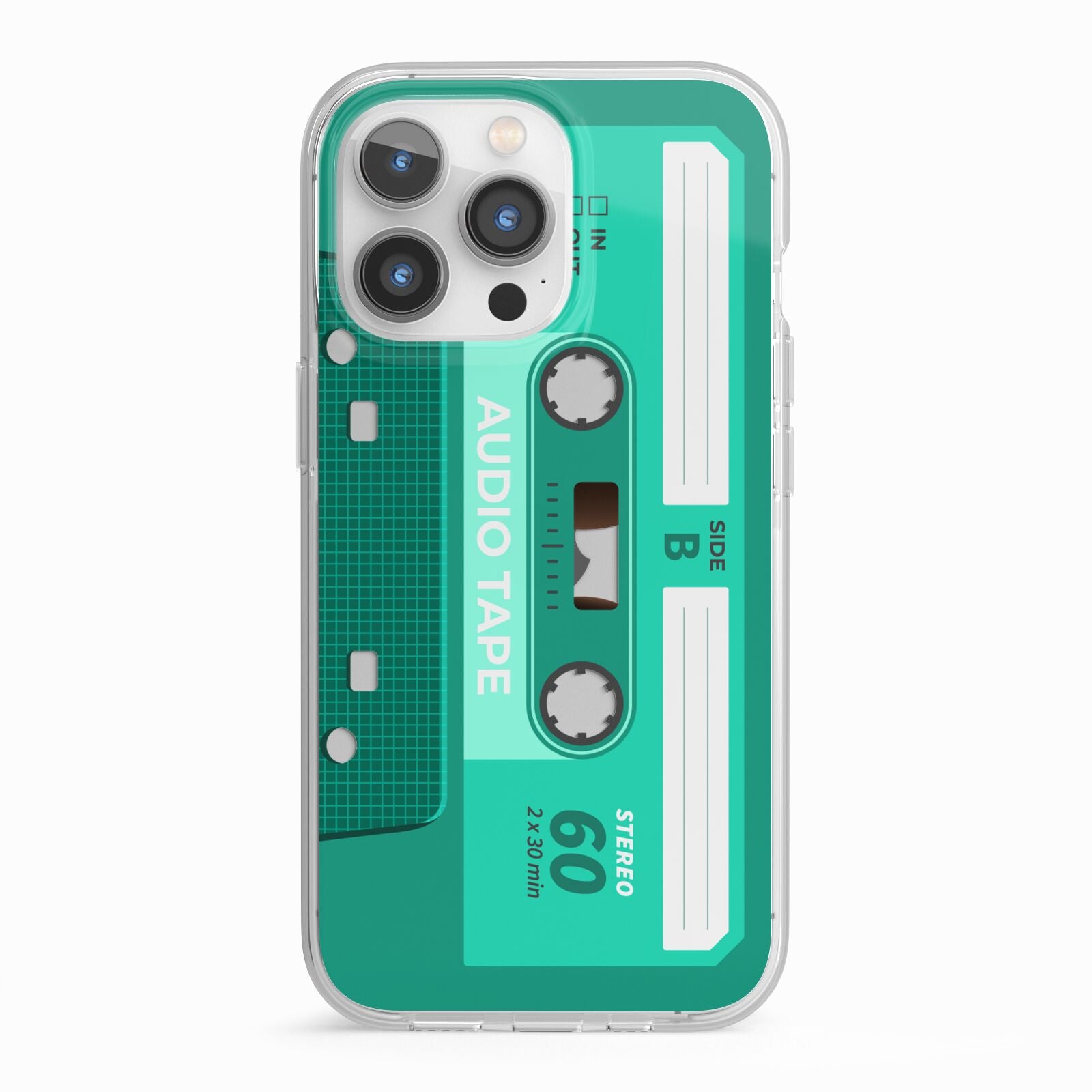 Retro Green Tape iPhone 13 Pro TPU Impact Case with White Edges