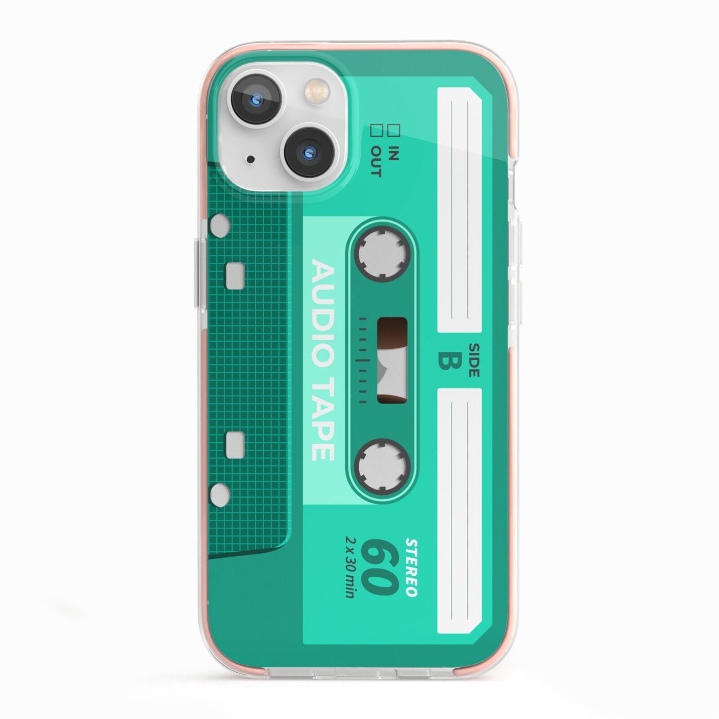 Retro Green Tape iPhone 13 TPU Impact Case with Pink Edges