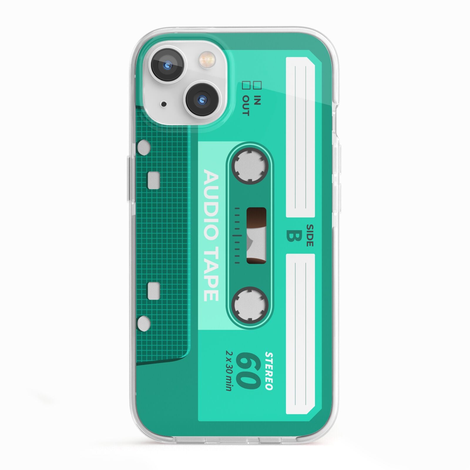 Retro Green Tape iPhone 13 TPU Impact Case with White Edges