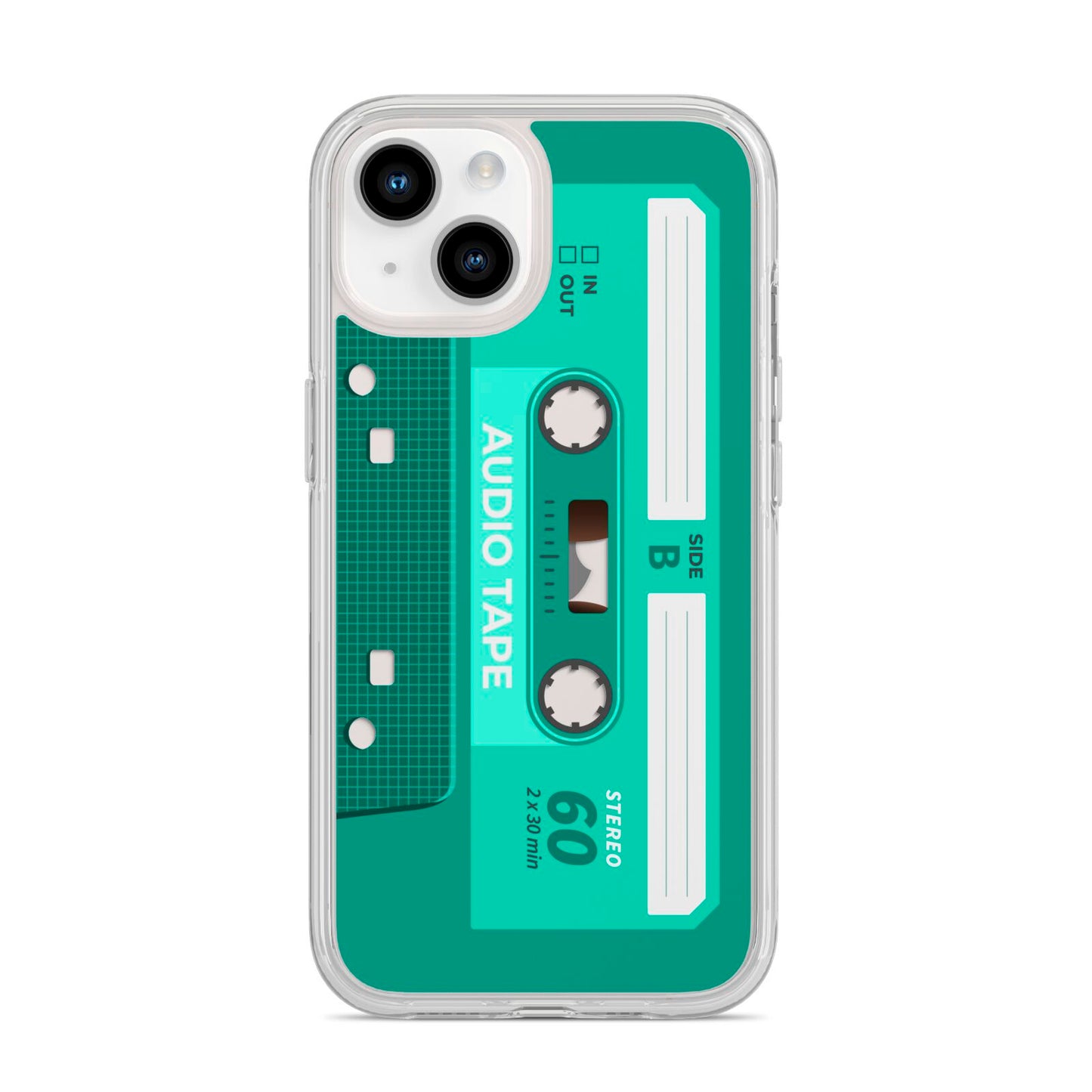 Retro Green Tape iPhone 14 Clear Tough Case Starlight